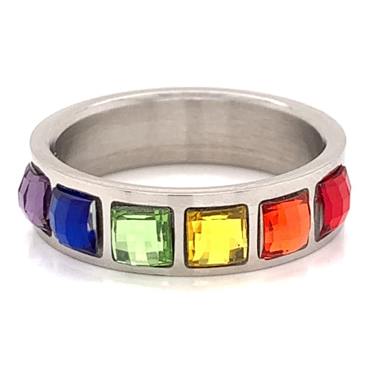 Full Bezel Rainbow CZ Stainless Steel Ring / RRJ2672、mySite、dreamappss