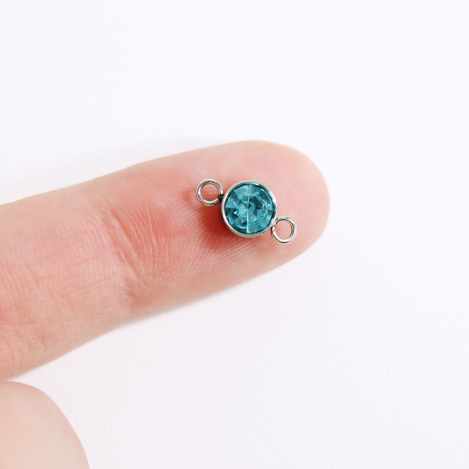 Stainless Steel Round Cubic Zirconia Birthstone Connector Charm / PDL0121、mySite、dreamappss