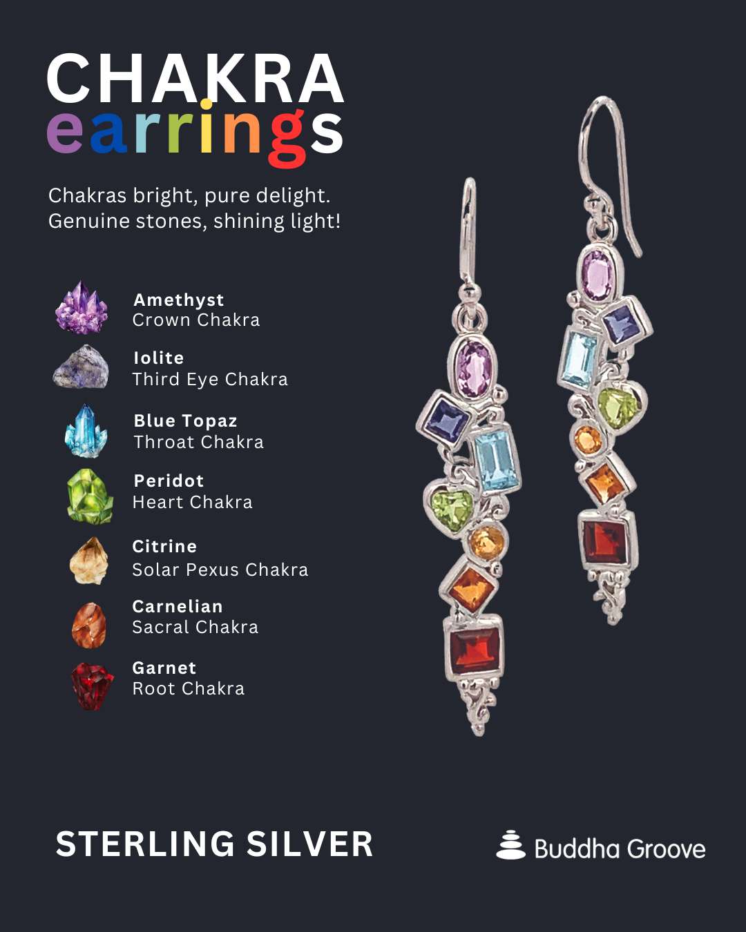 Mixed Geometry Chakra Rainbow Sterling Silver Earrings、mySite、topwebapps