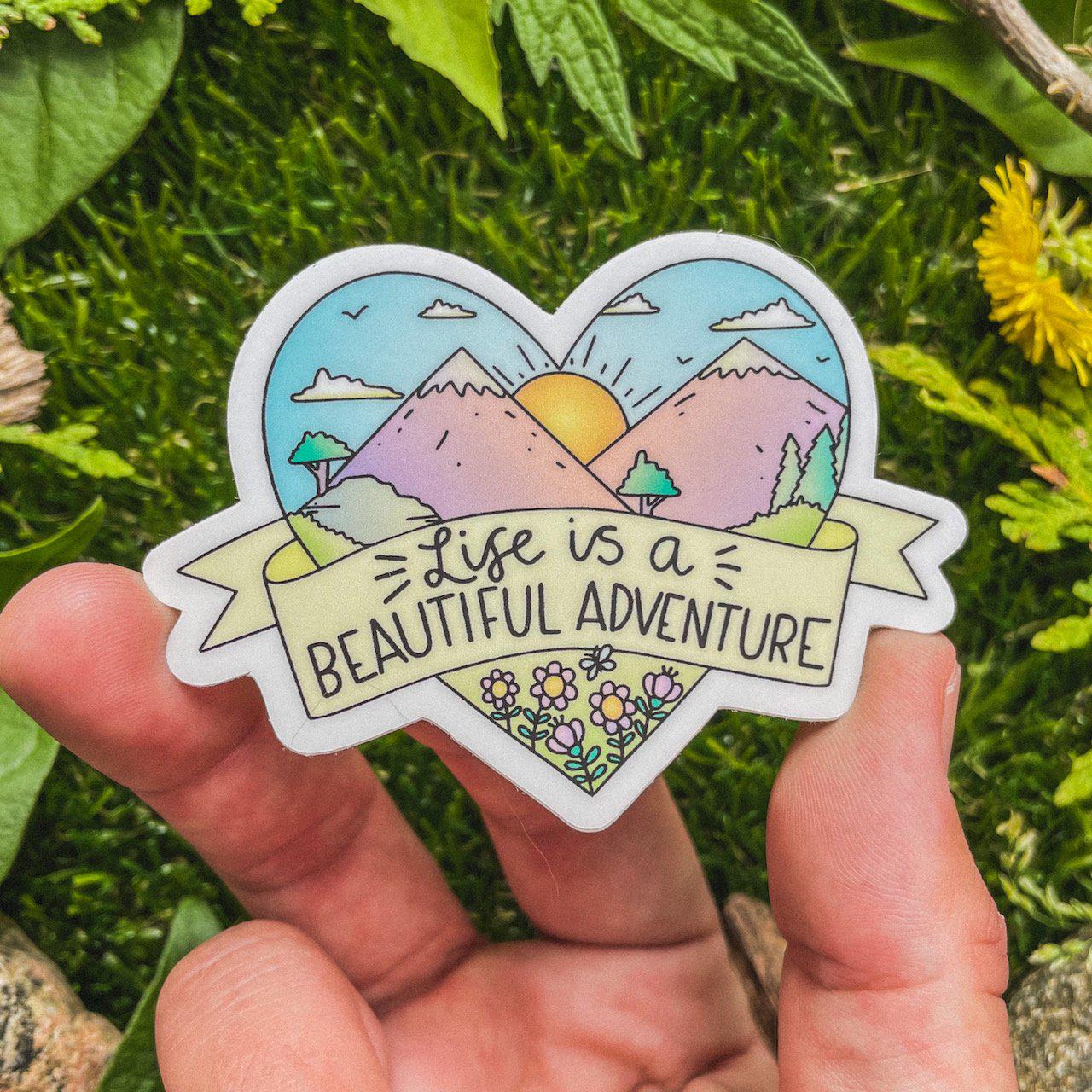  Life is a Beautiful Adventure Heart Nature Sticker、mySite、elrpsem3k