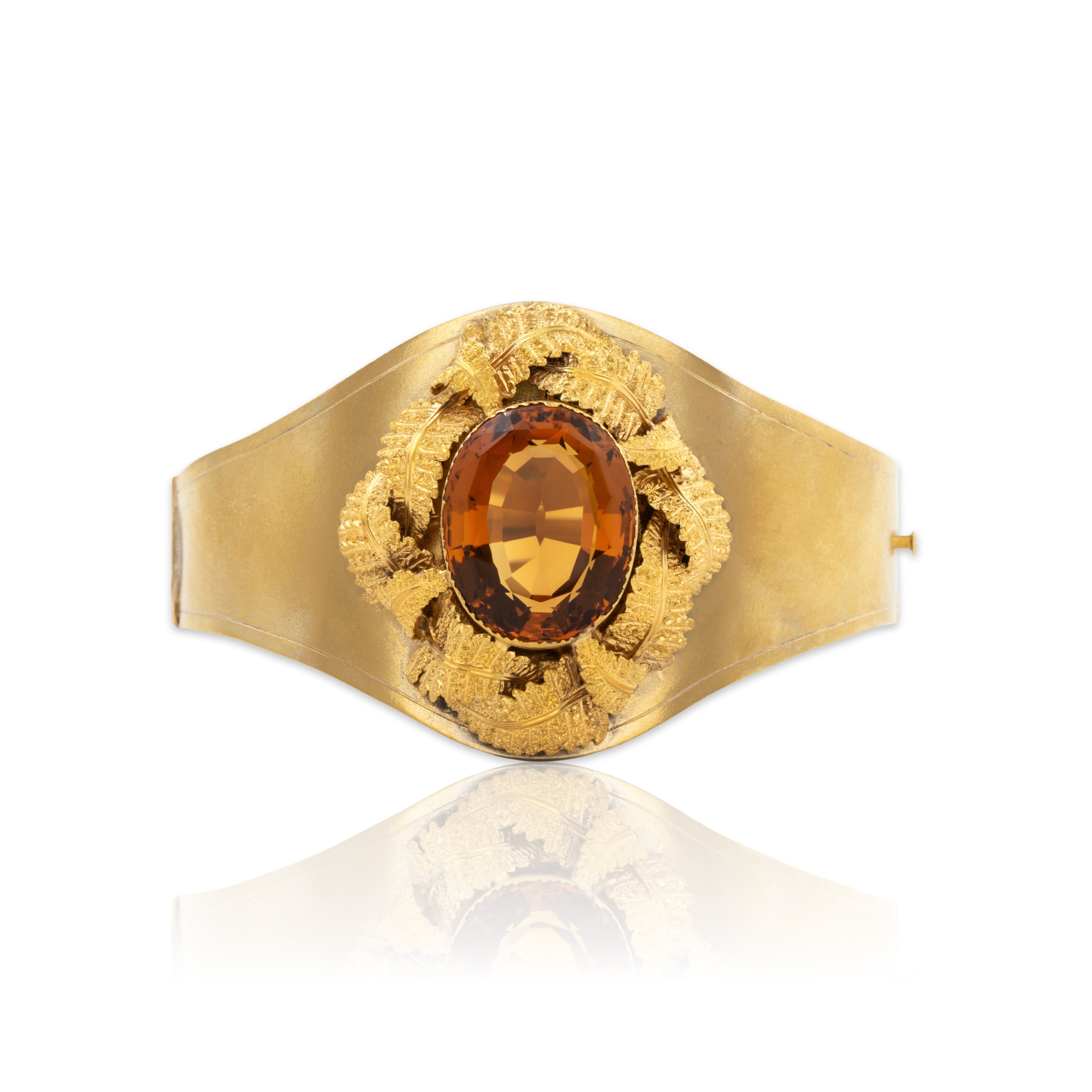 Antique Victorian 14k Yellow Gold 15.96ct Citrine Statement Hinged Bracelet 6.5、mySite、hinf8tx79