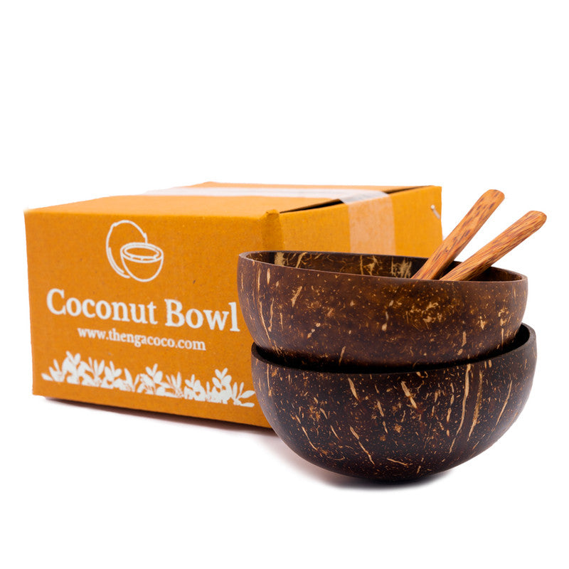 Coconut Bowl & Spoon Set | Brown | Set of 2 | 500 ml、mySite、camillekostekn