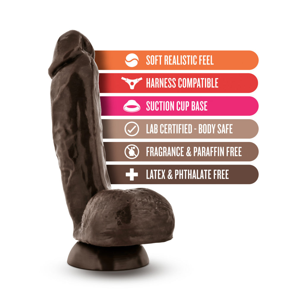 X5 By Blush® | Hard on Realistic G-Spot Brown 8.5-Inch Long Dildo With Balls & Suction Cup Base、mySite、bottomscart