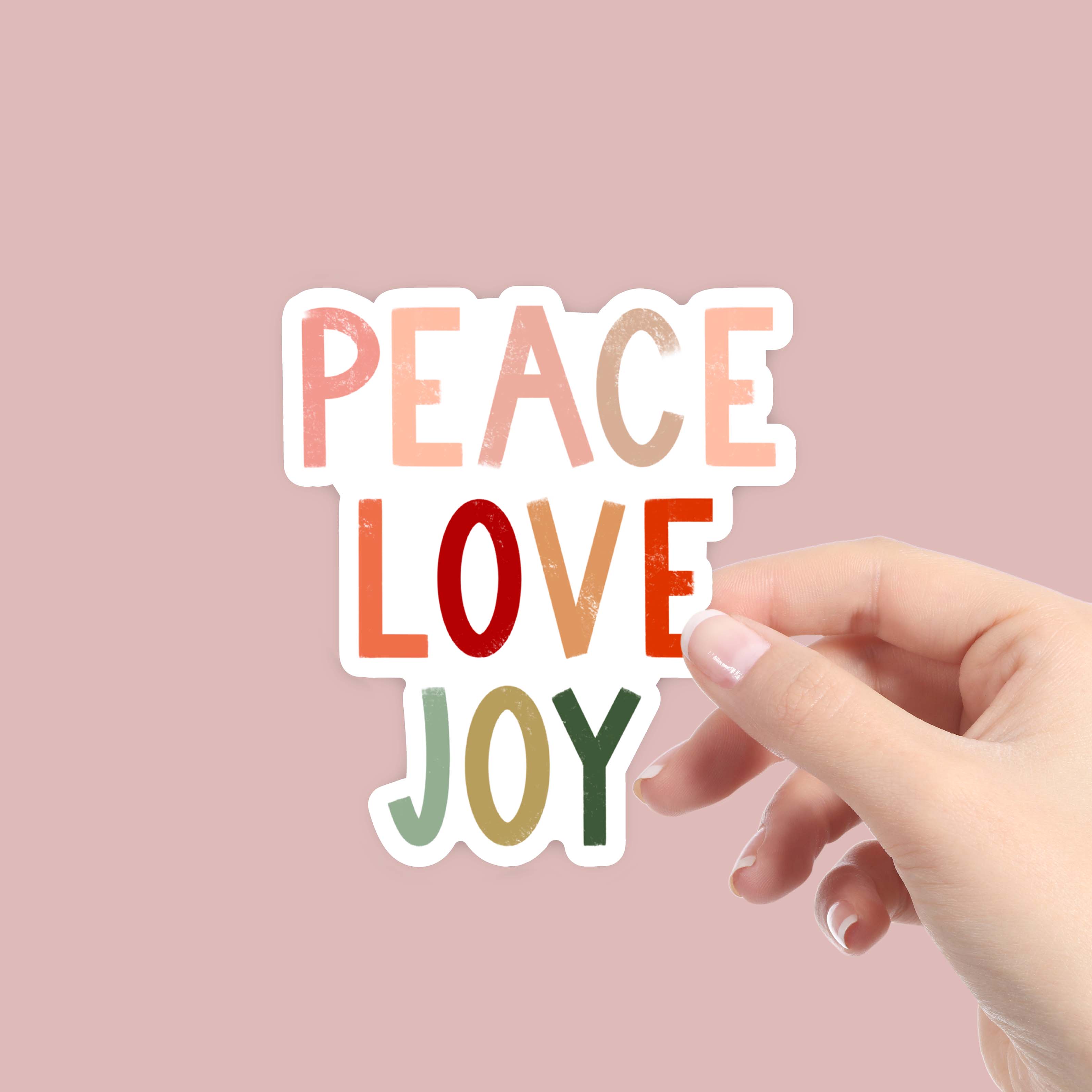  Peace Love Joy - Multicolor Lettering Sticker、mySite、elrpsem3k