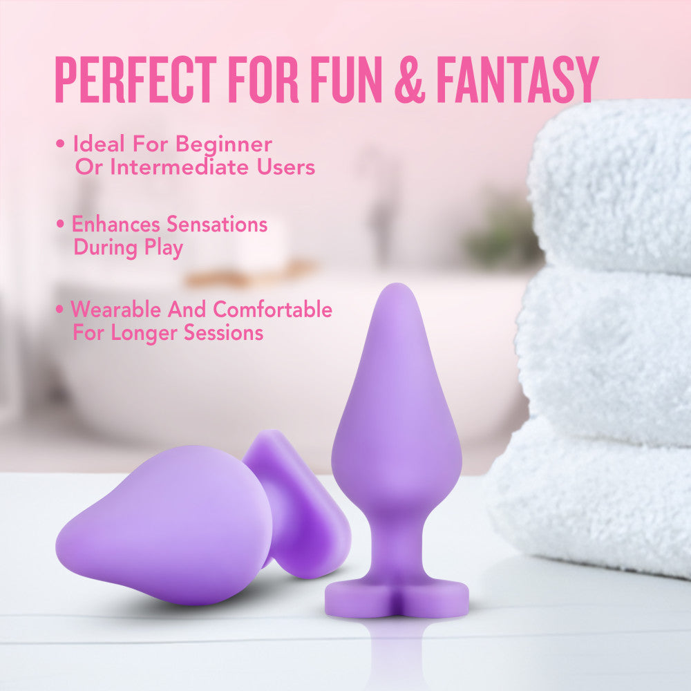 Play With Me By Blush® | Naughtier Candy Heart Fuck Me Purple 4.25-Inch Anal Plug、mySite、bottomscart