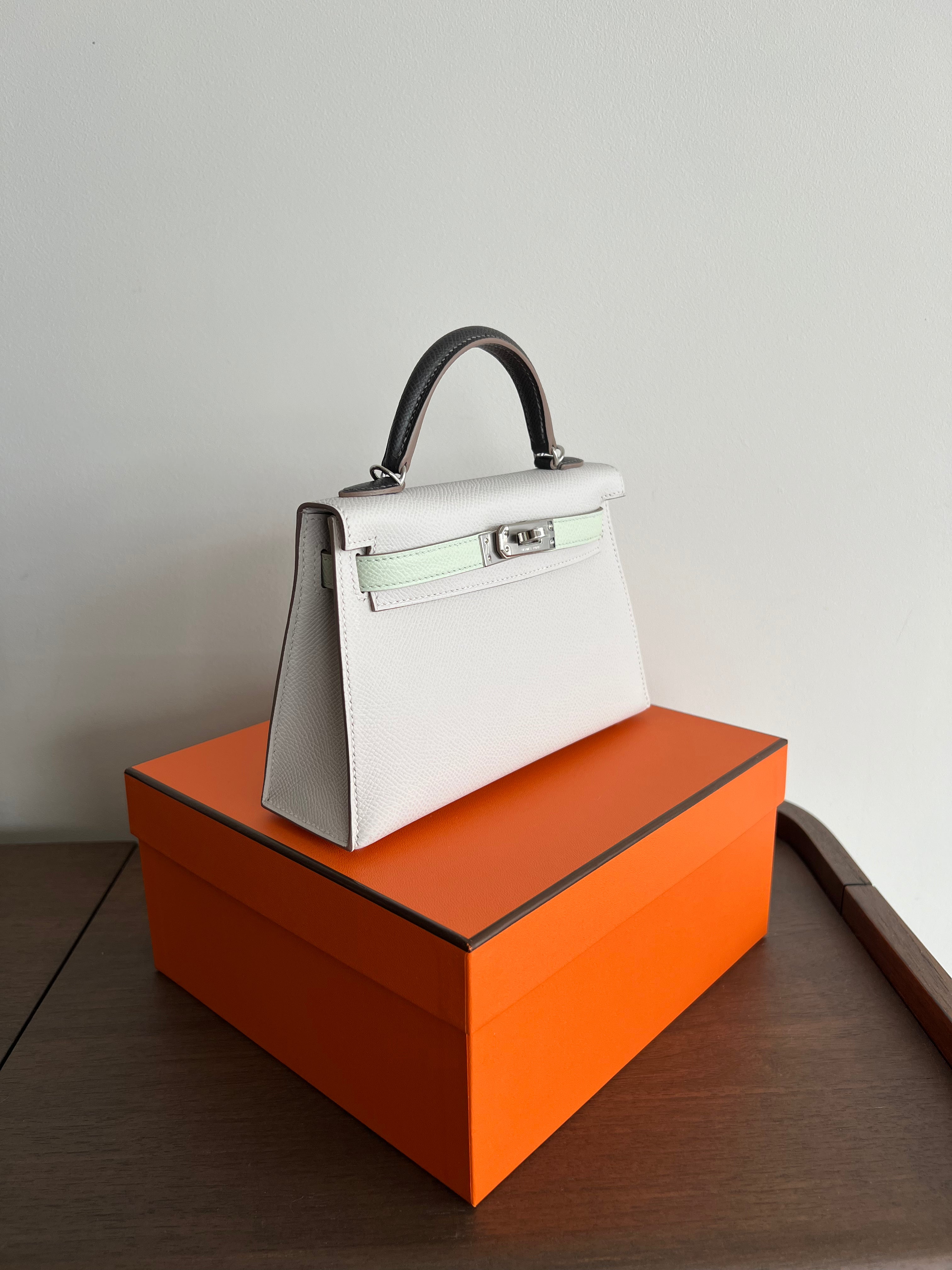 Hermès Mini Kelly 20 Gris Pale / Vert Fizz / Graphite Epsom PHW、mySite、garminoutage.com