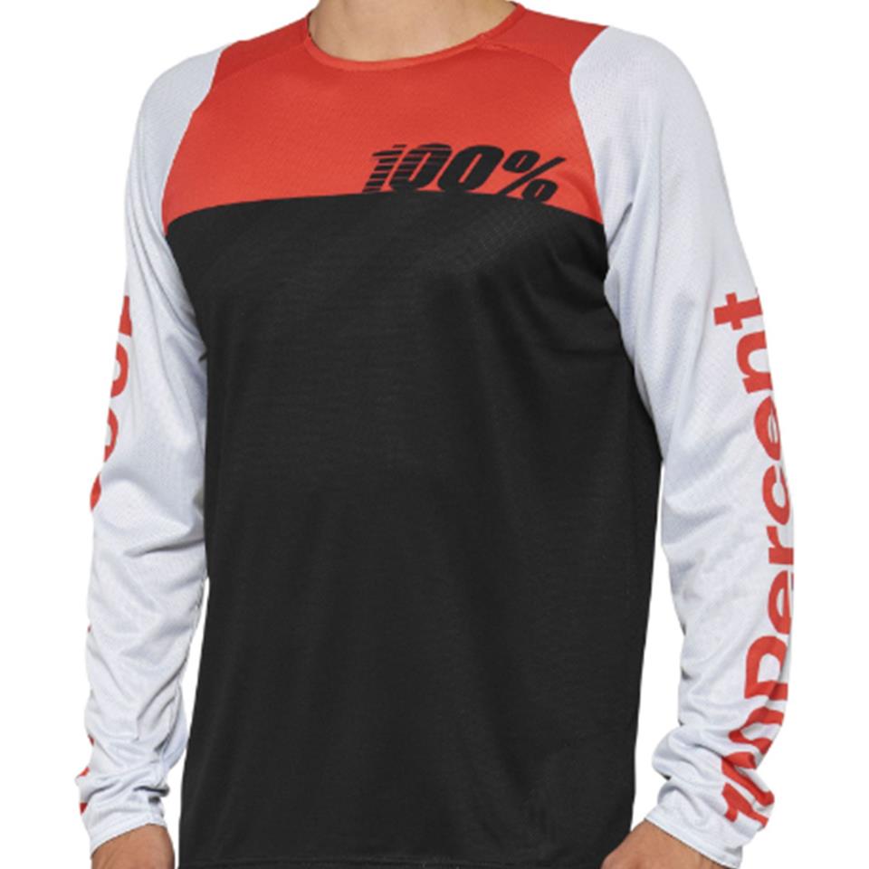  100% R-Core Long Sleeve 2022 Race Jersey - Black/Racer Red、mySite、merchandisen