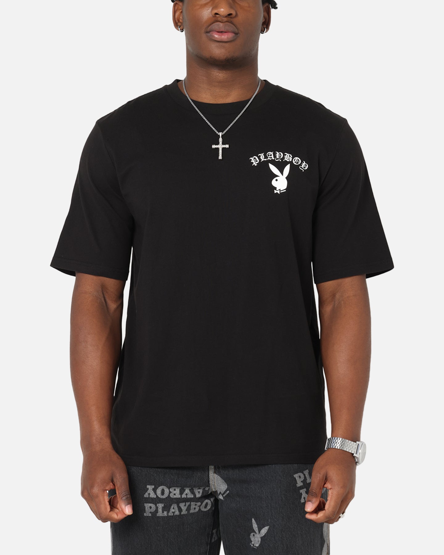 Playboy Gothic Mono Lips T-Shirt Black、mySite、zt4zffjzw