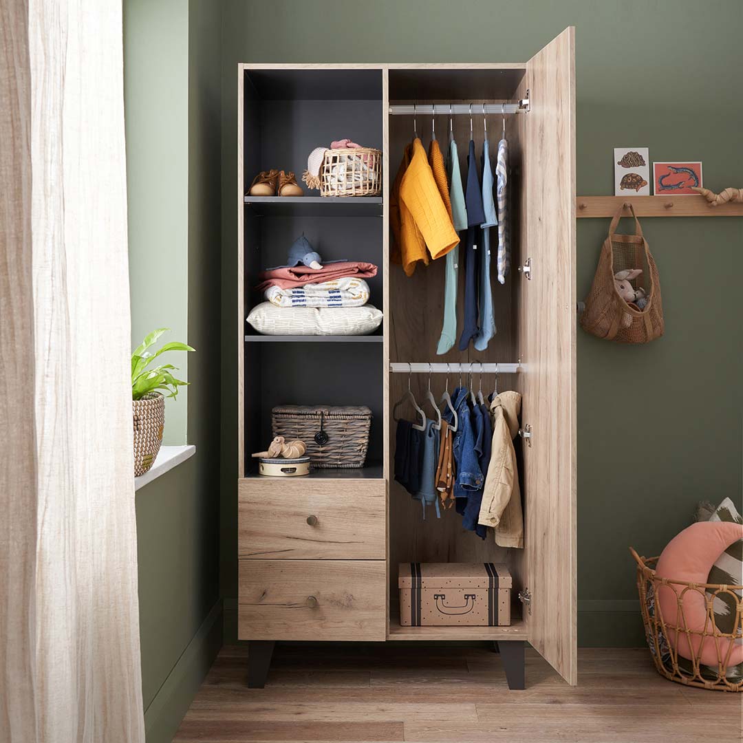  Tutti Bambini Como Wardrobe - Distressed Oak/Slate Grey、mySite、merchandisen