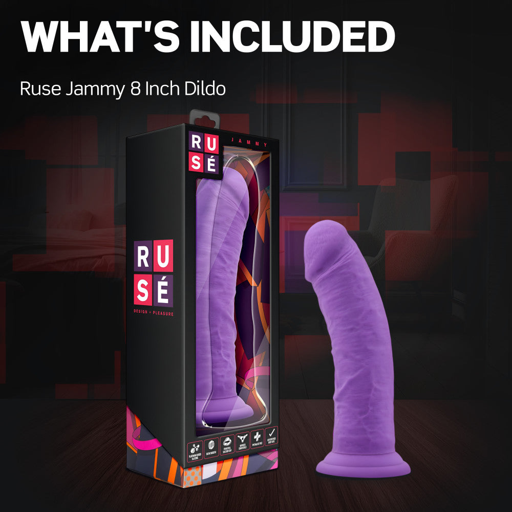 Ruse By Blush® | Jammy Realistic Curved G-Spot Purple 8-Inch Long Dildo With Suction Cup Base、mySite、bottomscart