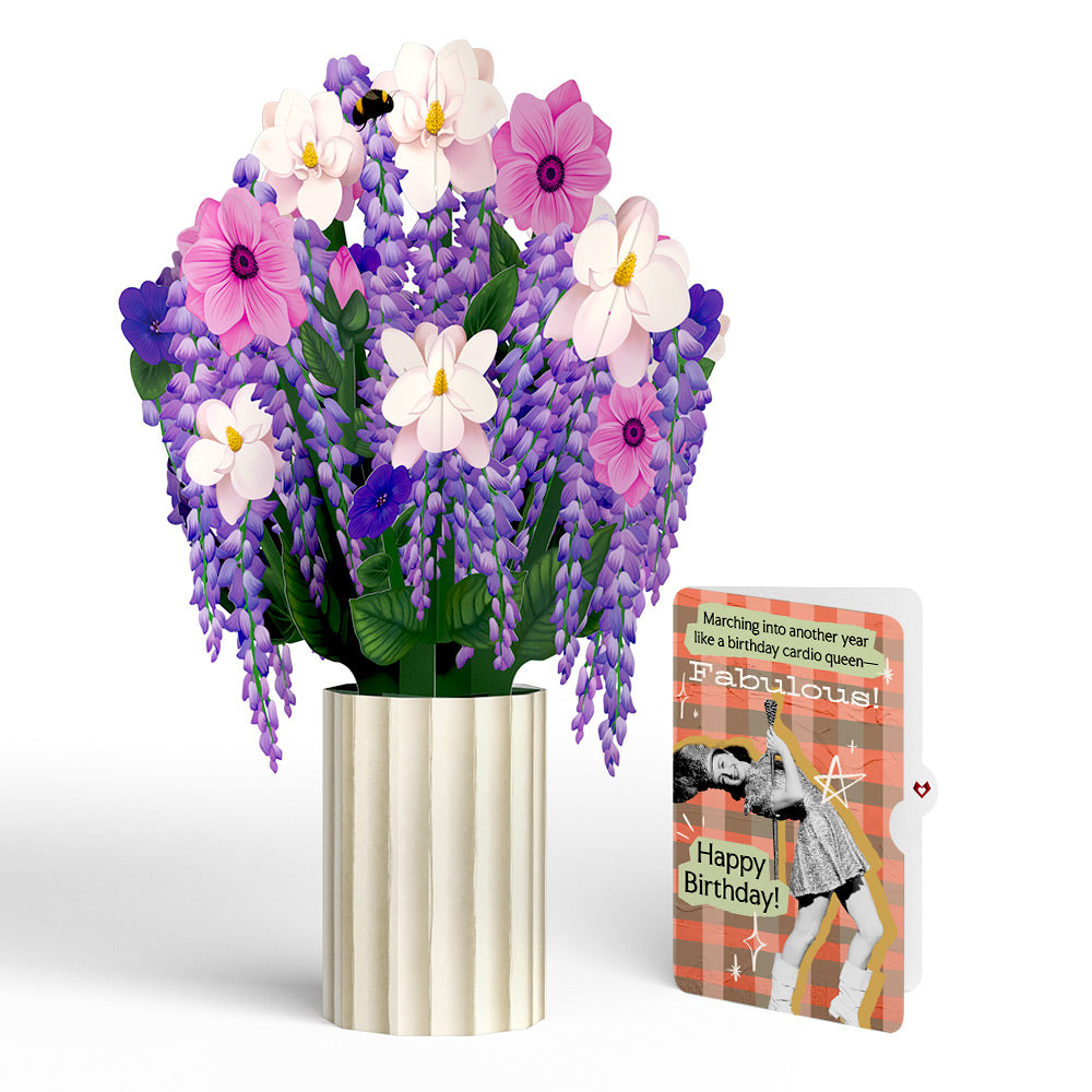 Wisteria Birthday Bouquet and Cardio Queen Sentiment Set、mySite、solidvoid