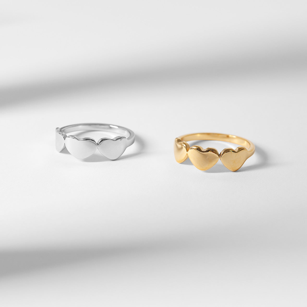 18K Gold PVD Stainless Steel Blank Engravable 3 Heart Ring / ZRJ9019、mySite、dreamappss