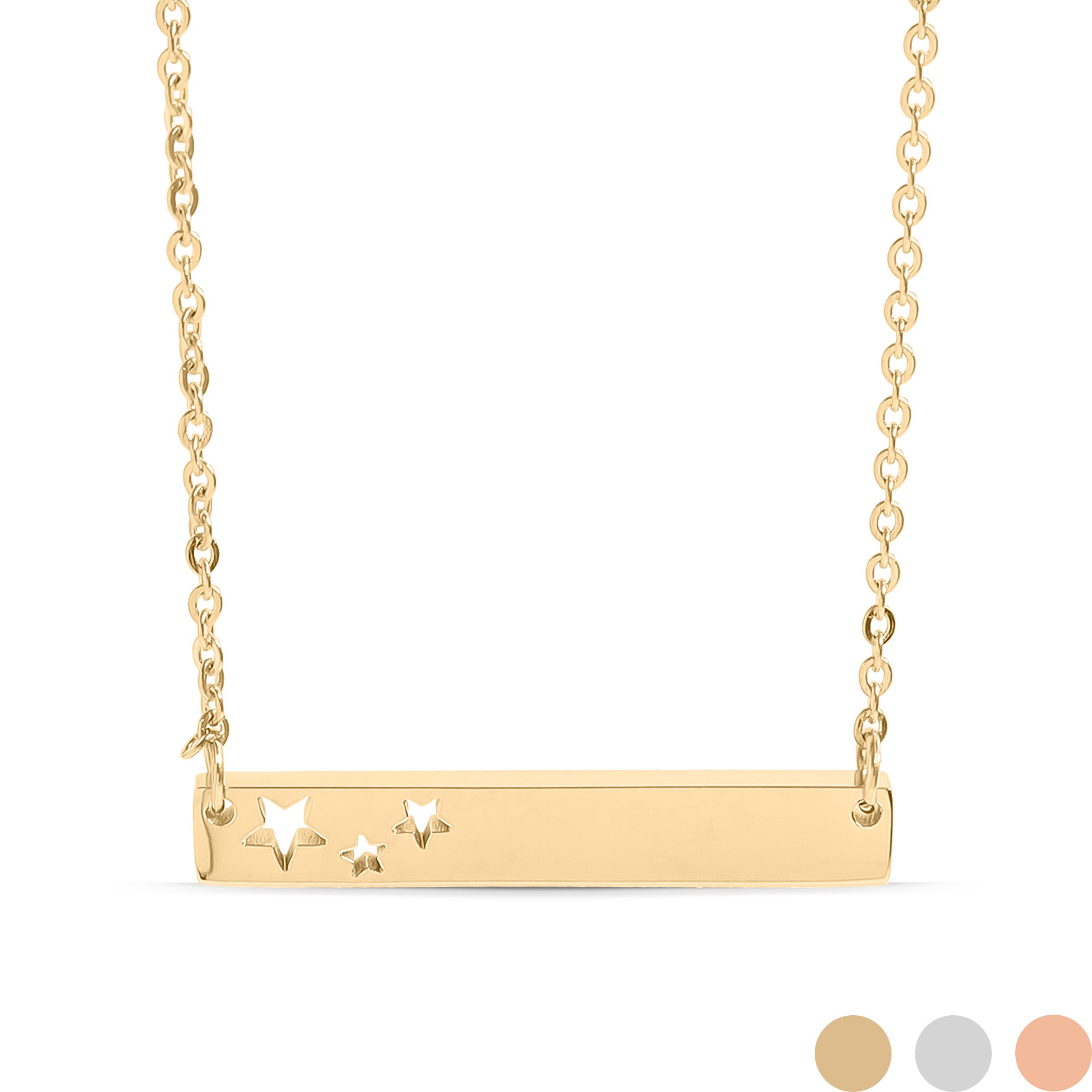 18K Gold PVD Stainless Steel Stars Cutout Horizontal Blank Bar Necklace / SBB0151、mySite、dreamappss