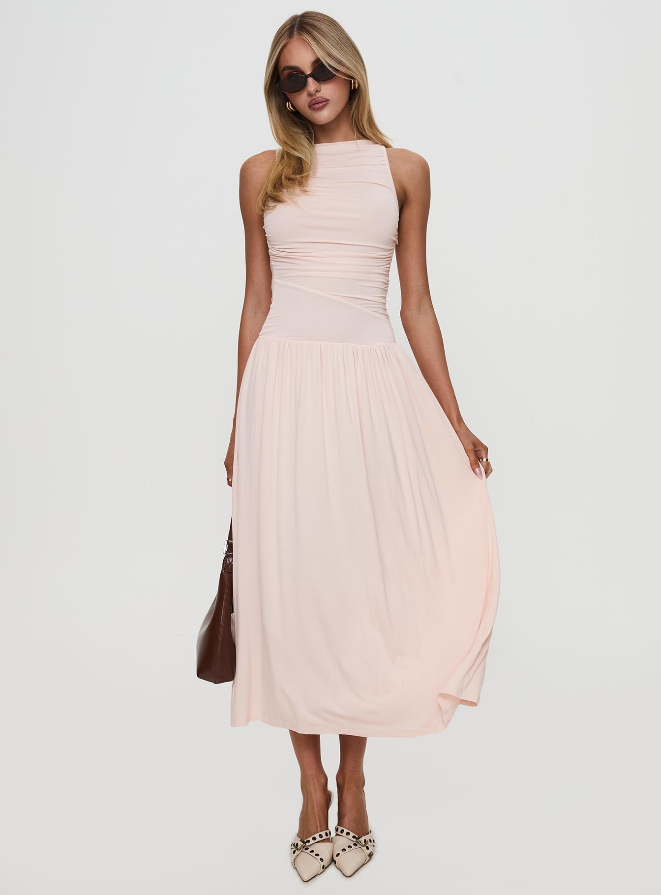 Reveur Ruched Maxi Dress Pink、mySite、solidvoid