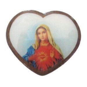 Immaculate Heart of Mary - wooden enamel center (3.5cm - 1.4)、mySite、topwebapps
