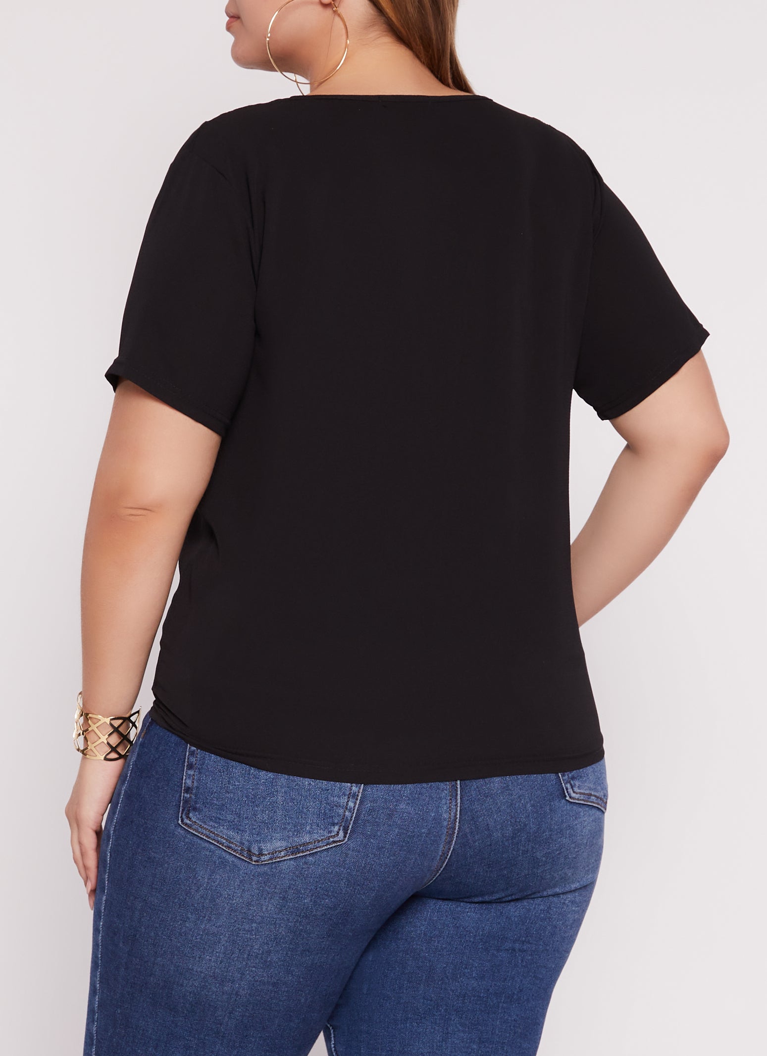 Plus Size V Neck Short Sleeve Tee、mySite、camillekostekn