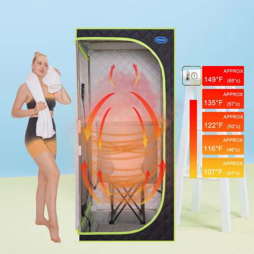 Portable Plus Type Full Size Far Infrared Sauna tent. Spa, Detox ,Therapy and Relaxation at home.Larger Space,Stainless Steel Pipes Connector Easy to Install, with FCC Certification--Black、、xpatfood
