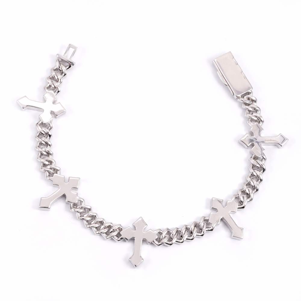 6MM Moissanite Cross Cuban Link Bracelet 14K Gold、mySite、hinf8tx79