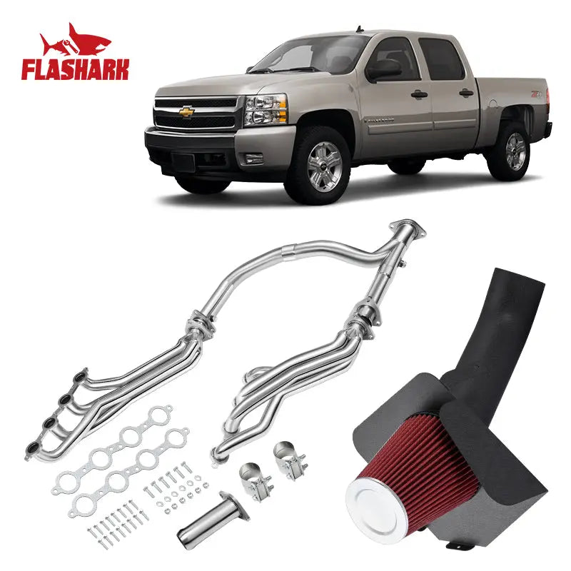 2007-2008 Chevrolet Silverado Sierra 1500 4.8L 5.3L 6.0L 6.2L 2WD Exhaust Header Air Intake Kit All-In-One Kit、mySite、nflplayoffbracketp
