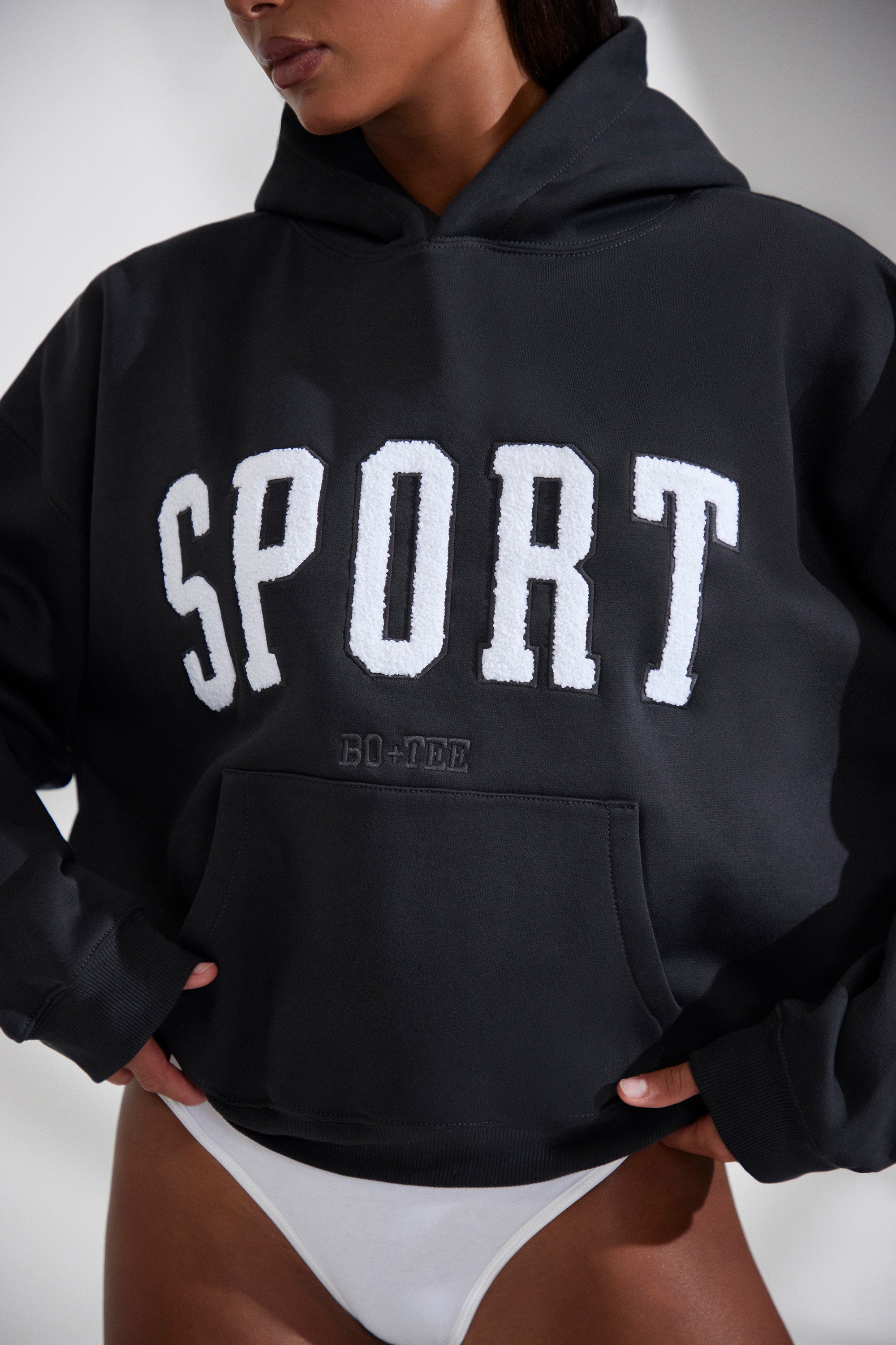 Oversized Hooded Sweatshirt in Black、mySite、solidvoid