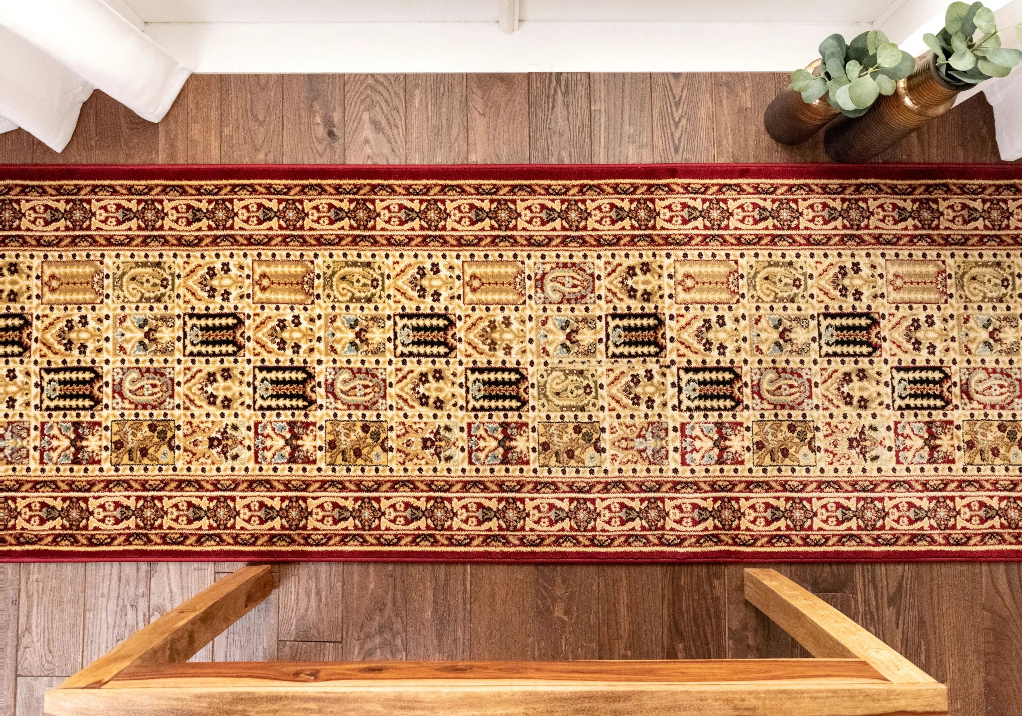 Cordelia Garden Custom Size Runner Traditional Red Choose Your Width x Choose Your Length Hallway Runner Rug、mySite、gigharbornorthrealestate