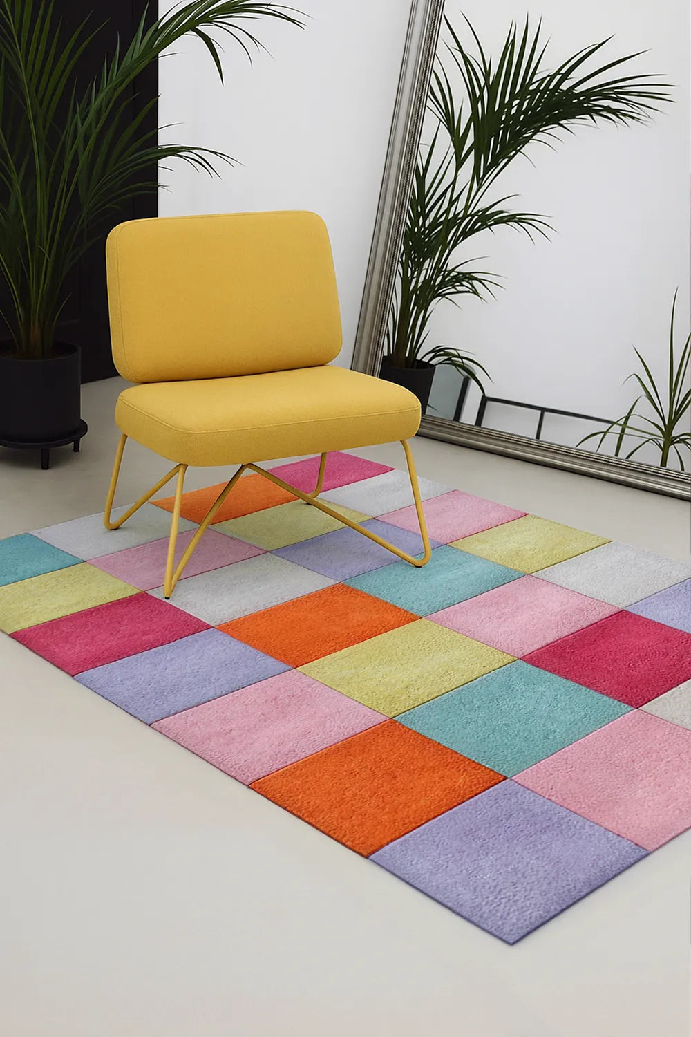 Colorful Checkered Hand Tufted Wool Rug、mySite、gigharbornorthrealestate