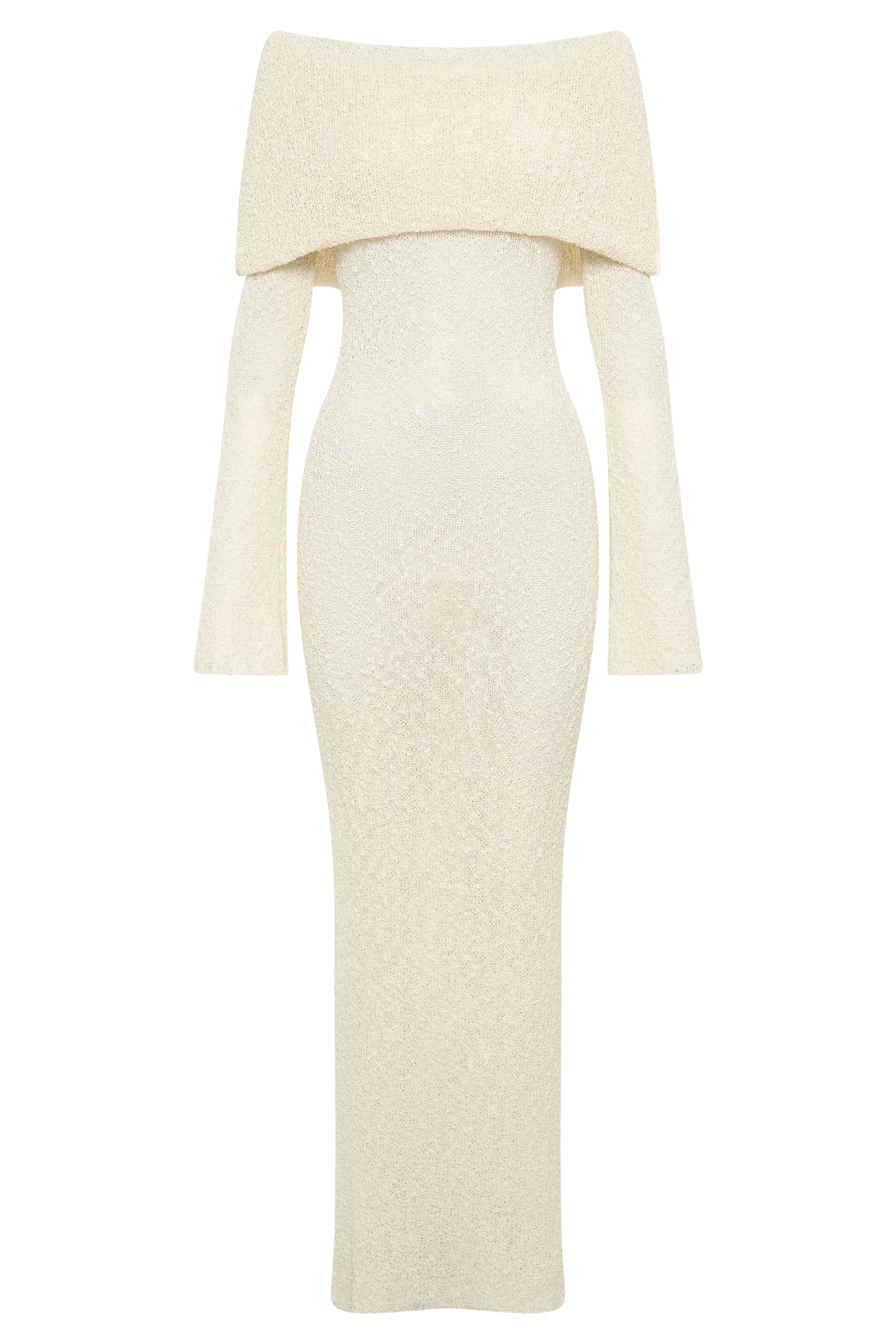 Marisol Off Shoulder Boucle Maxi Dress - Ivory、mySite、solidvoid