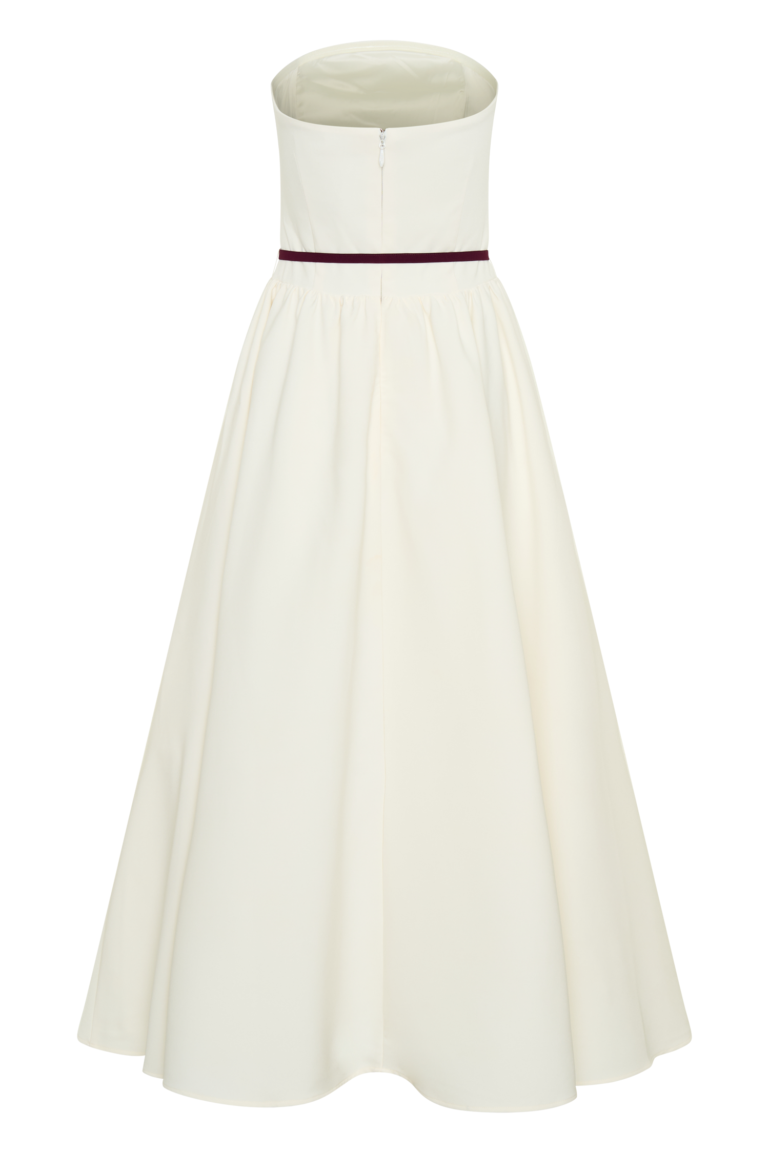 Penny Strapless Contrast Midi Dress - Ivory & Burgundy、mySite、solidvoid