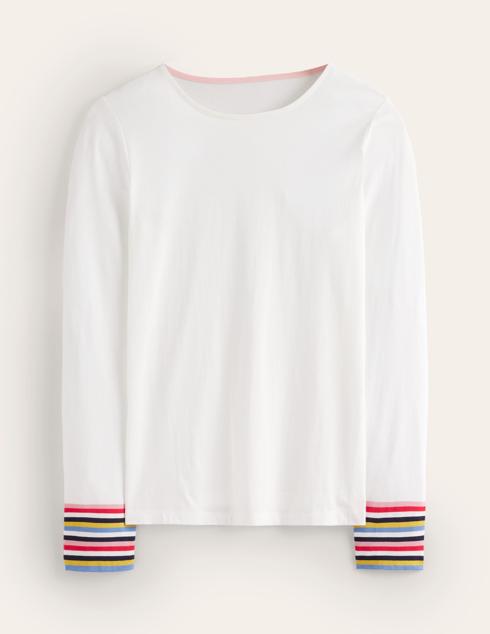  Supersoft Crew Neck Top-White Multi Stripe Cuff、mySite、ashleygrahame