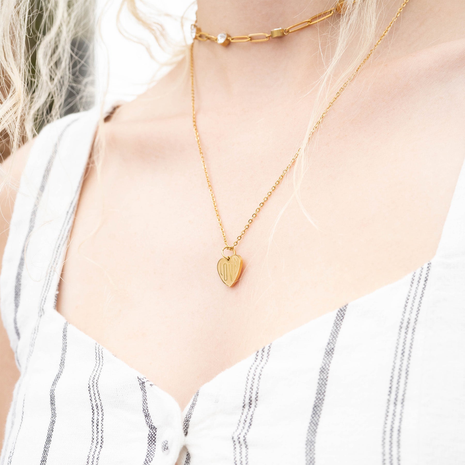 18K Gold PVD Stainless Steel Love Heart Charm / PDL0255、mySite、dreamappss