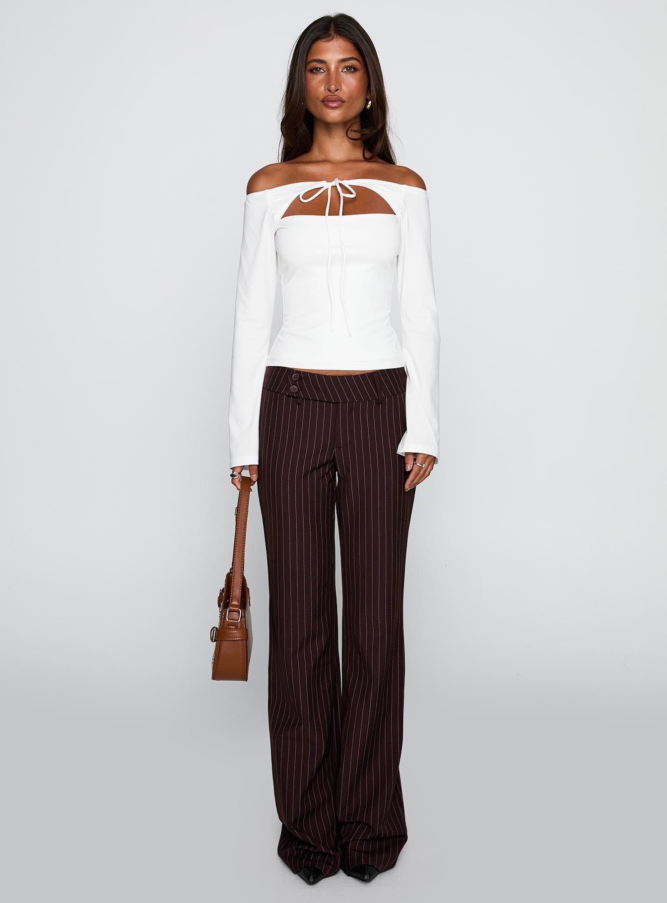 Kinkirk Flared Pants Brown Pinstripe、mySite、solidvoid