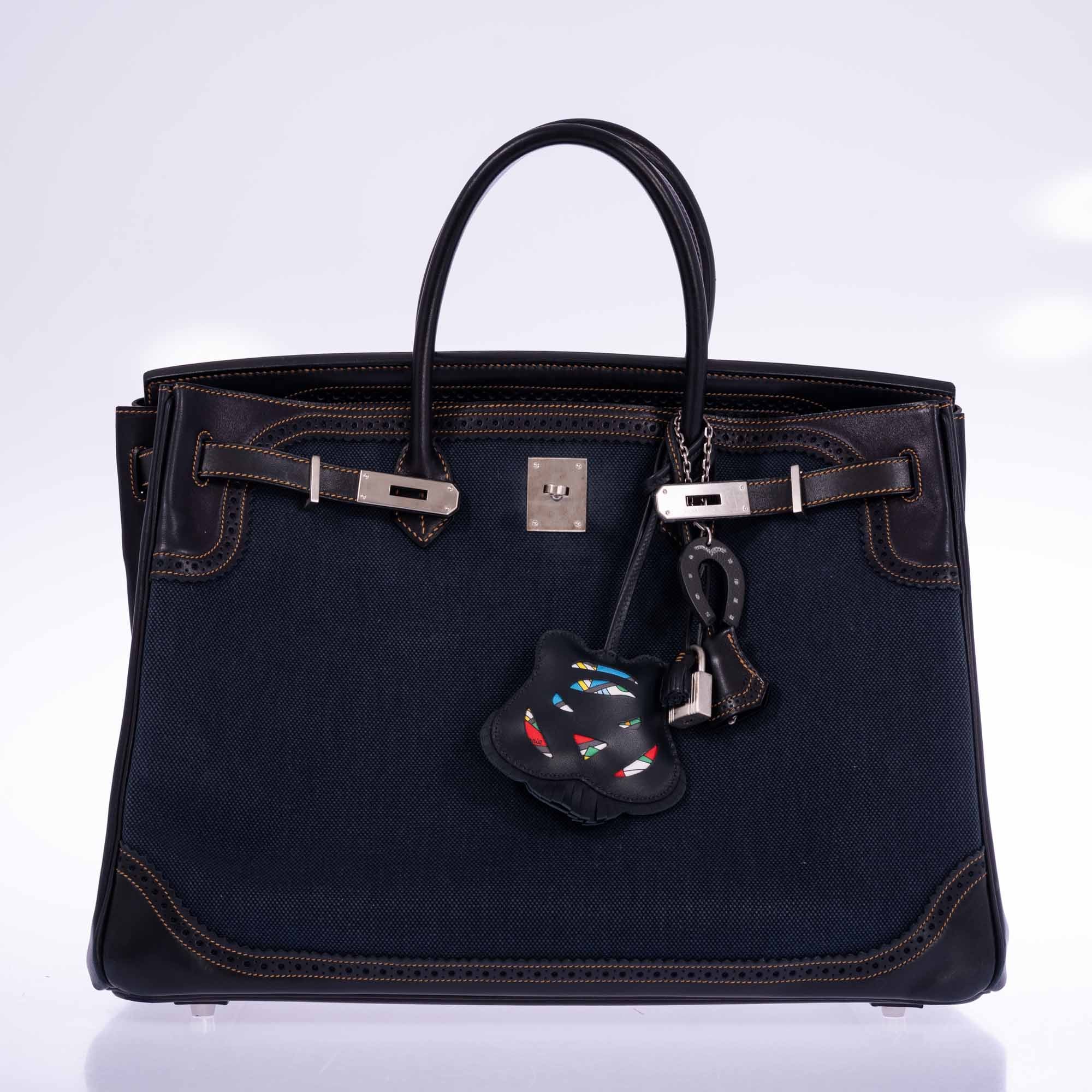 Hermès Ghillies Birkin 40 Indigo Denim and Black Tadelakt Brushed Palladium Hardware、mySite、garminoutage.com