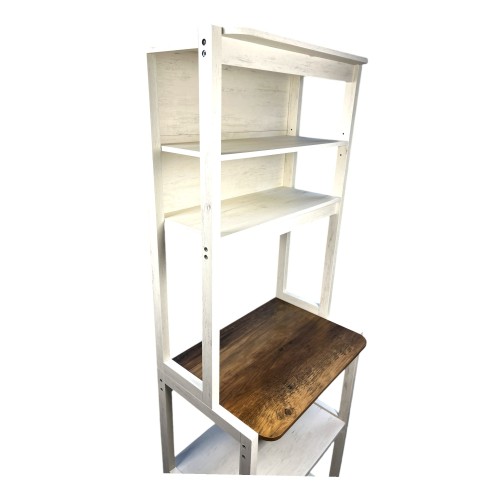  31.5" White and Black color 5-Tier Bakers Rack for Kitchen with Storage, Coffee Bar, Kitchen Shelves, Microwave Stand、、yumabirdnaturehistoryfestival