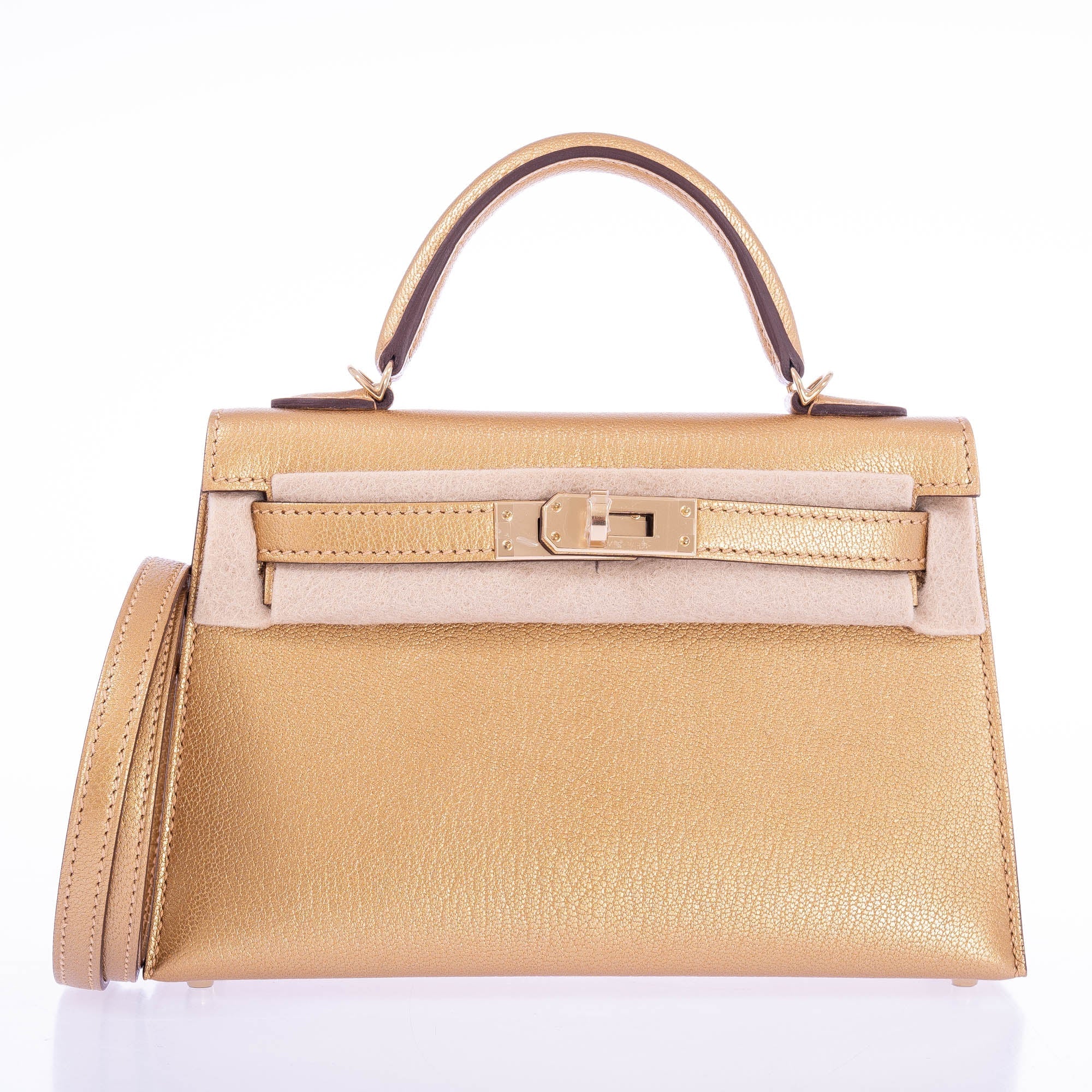 Hermès Kelly 20 Mini Sellier Olympic Gold Metallic Doré Chevre Chamkilight Gold Hardware、mySite、garminoutage.com
