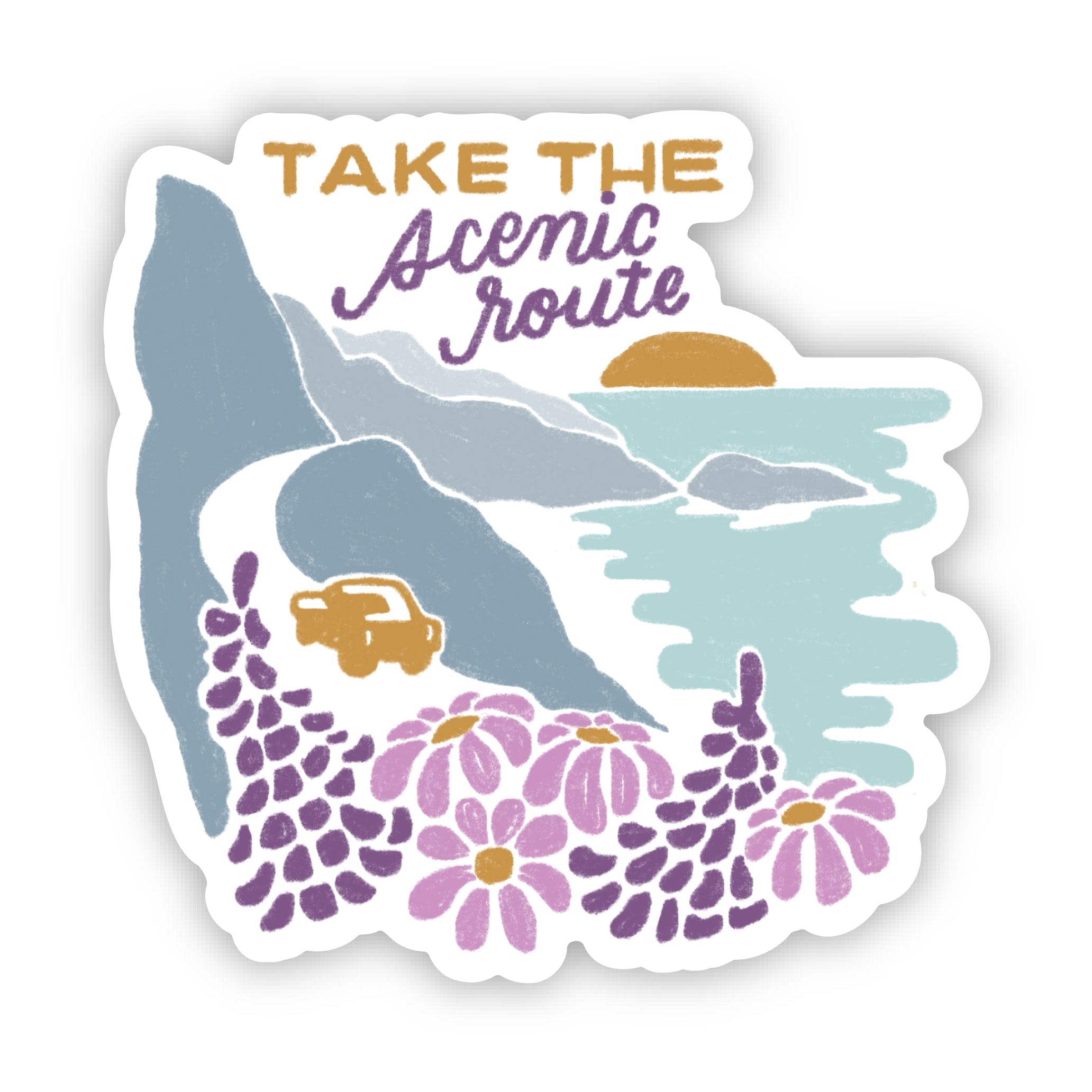  Take the scenic route Coastal Adventure Travel Sticker、mySite、elrpsem3k