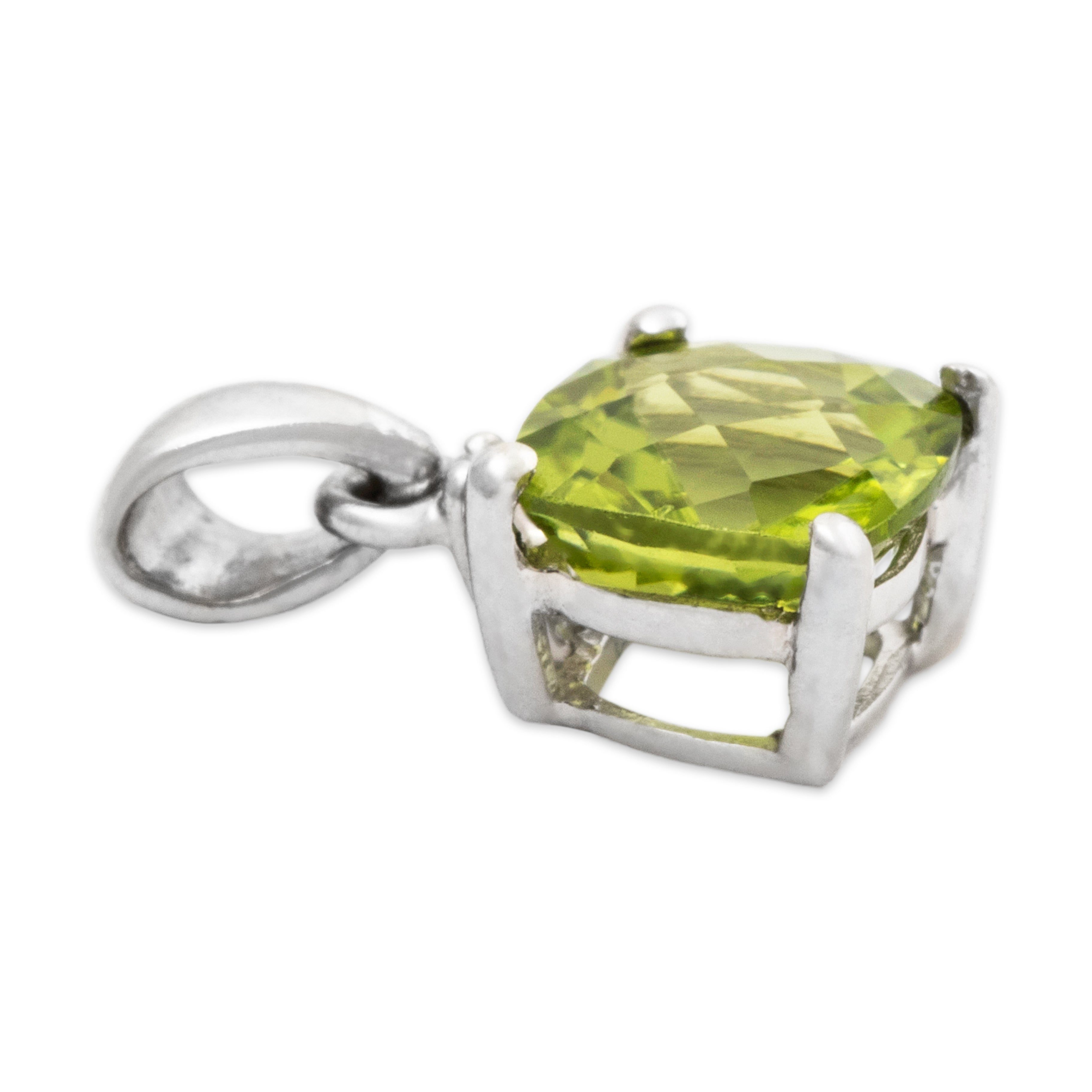 Vintage Small 10k White Gold 1ct Peridot Diamond Checkerboard Pendant、mySite、hinf8tx79