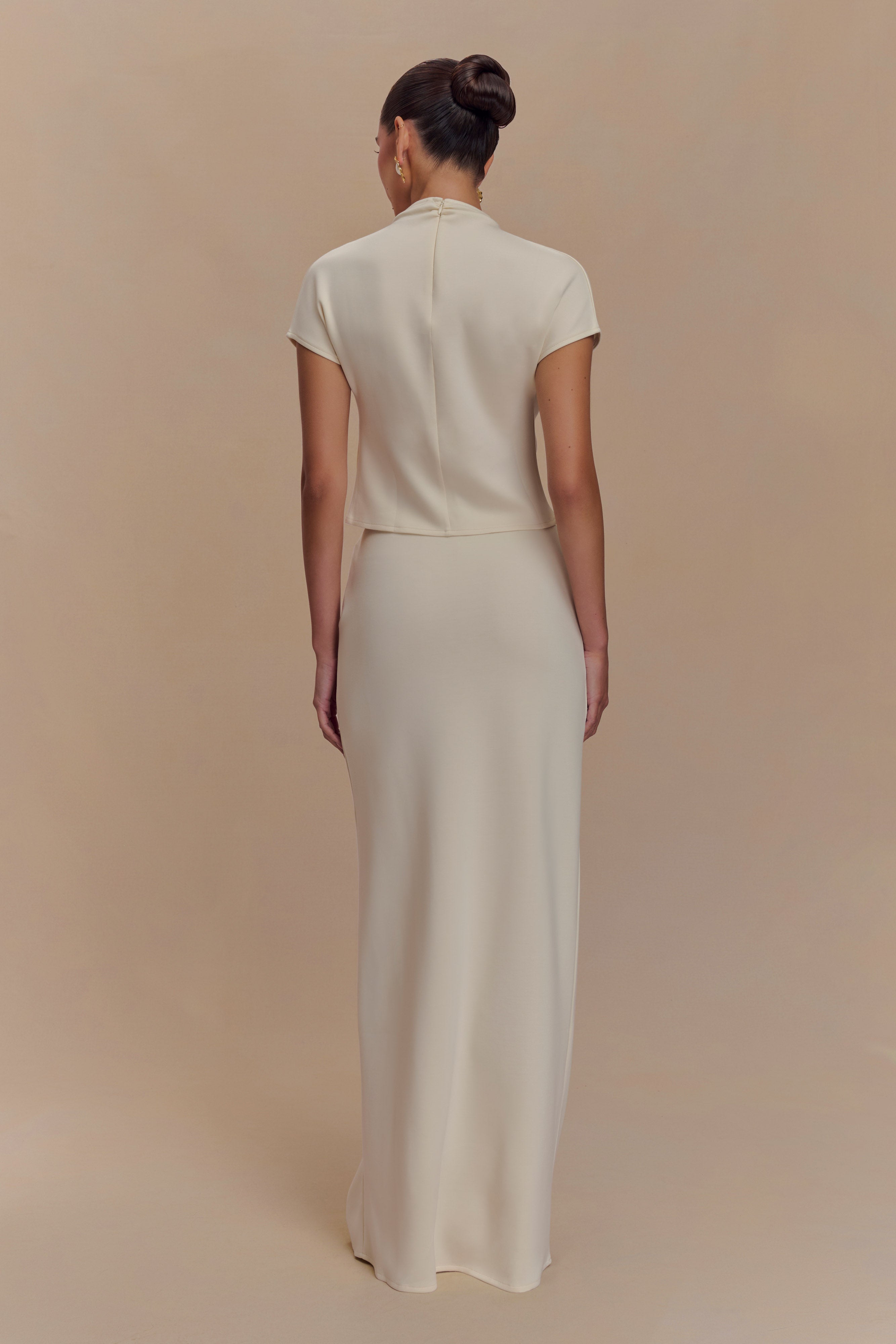 Eris Scuba Jersey Maxi Skirt - Ivory、mySite、solidvoid