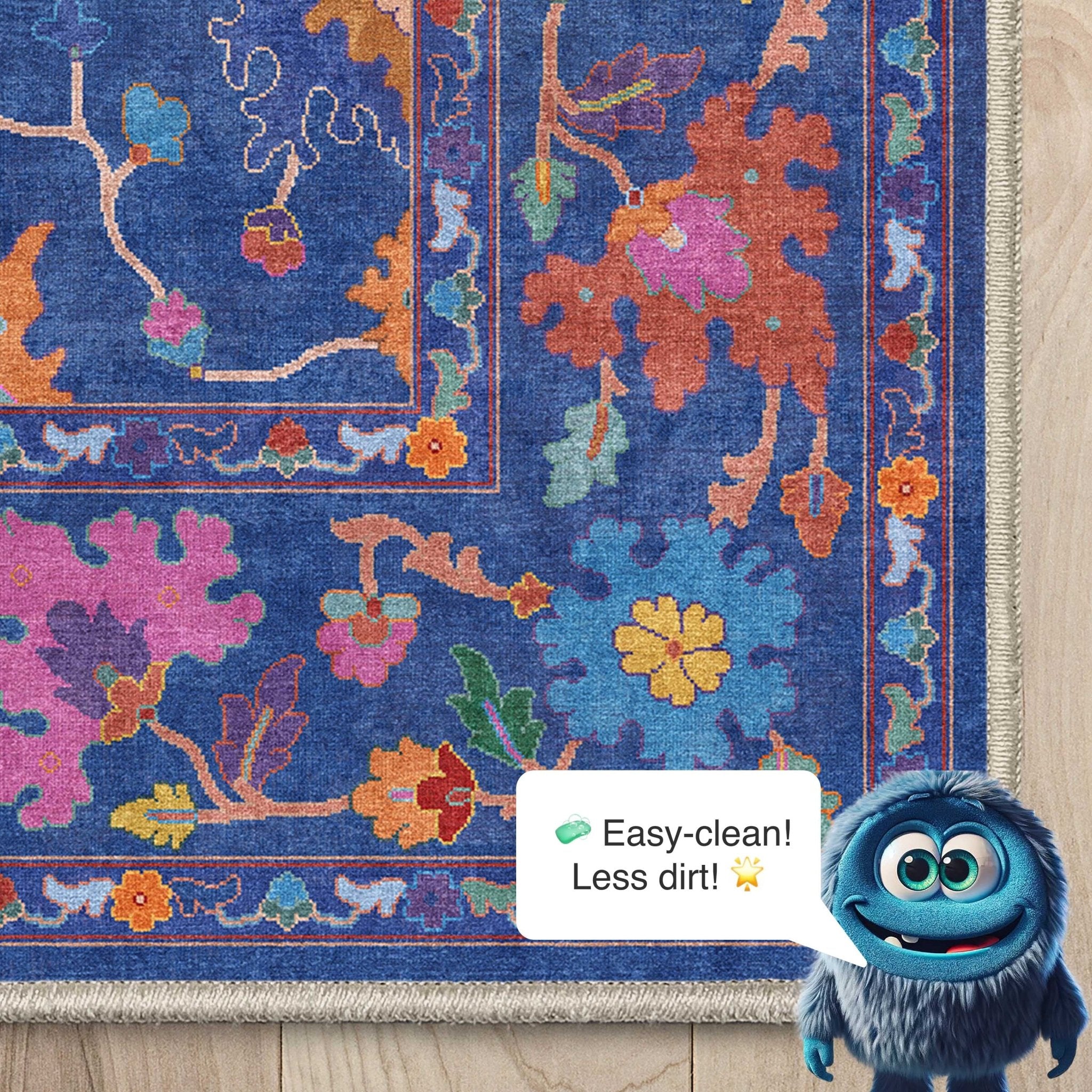 Bodrum Vintage Bohemian Floral Rug for Living Room Bedroom Dining Room ,Easy Clean、mySite、gigharbornorthrealestate