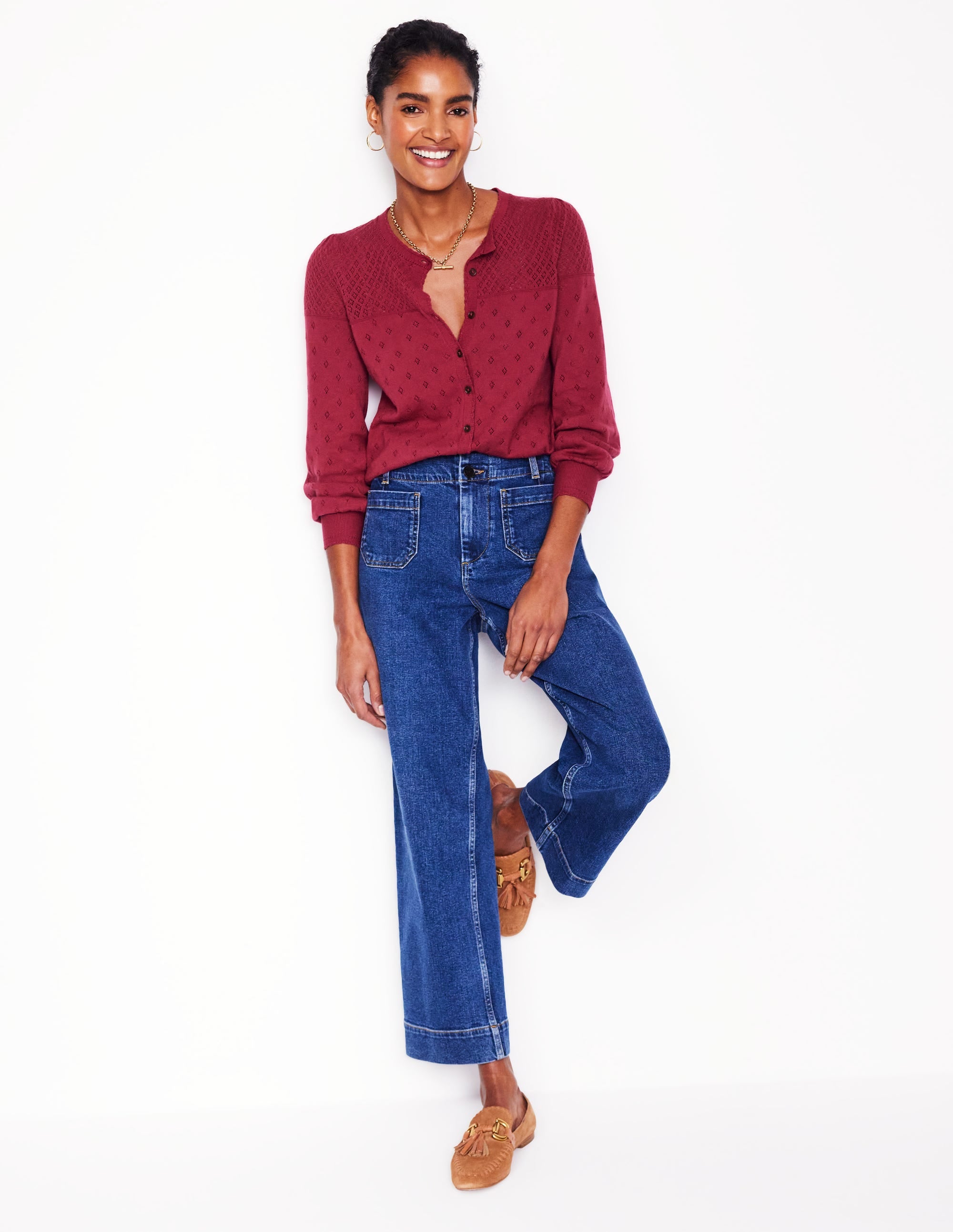  Rosalie Pointelle Cardigan-Terracotta、mySite、ashleygrahame