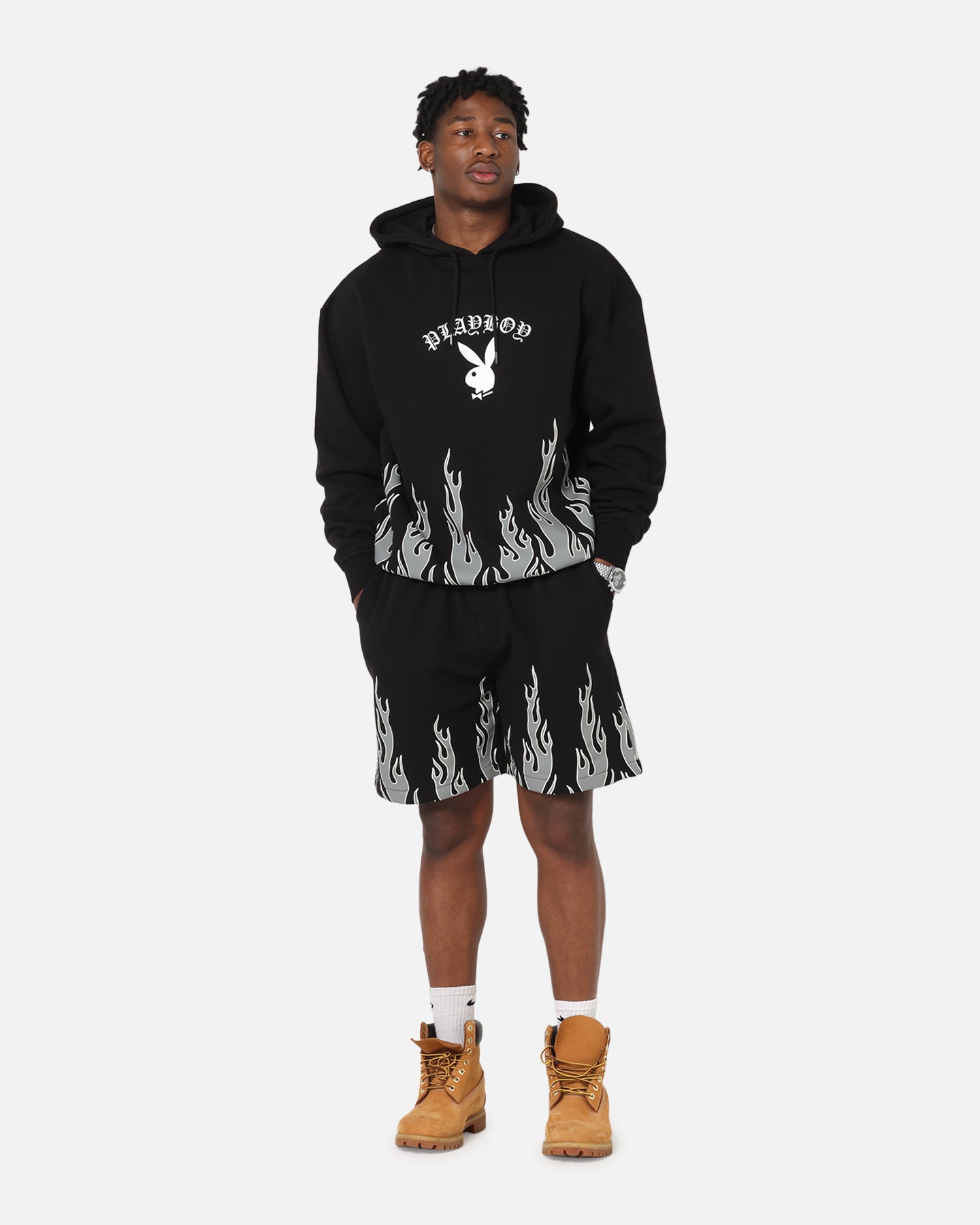 Playboy Gothic Flames Hoodie Black、mySite、zt4zffjzw