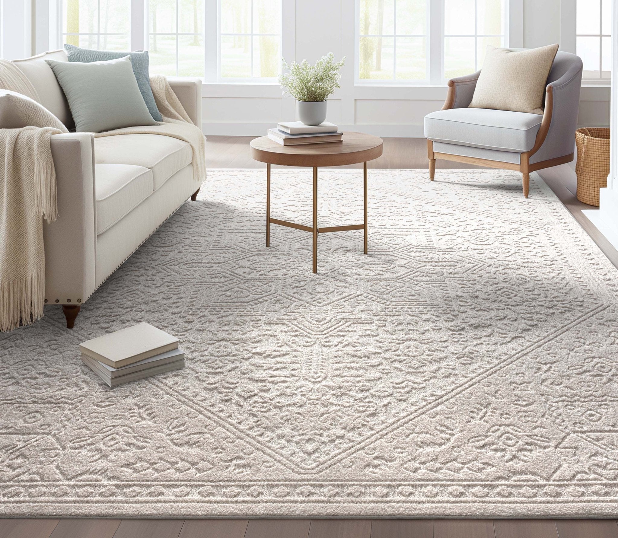 Cloud Medallion Heriz Soft Ivory Rug、mySite、gigharbornorthrealestate