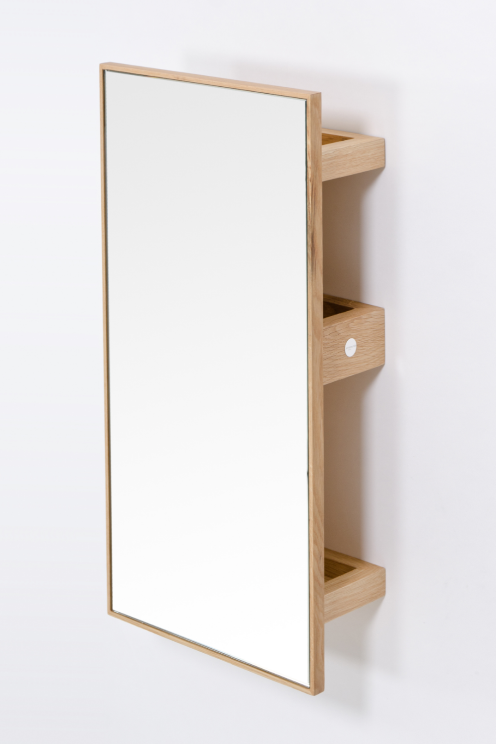 Oak Vanity Mirror with Storage Trays | Wireworks Slimline、mySite、neckold