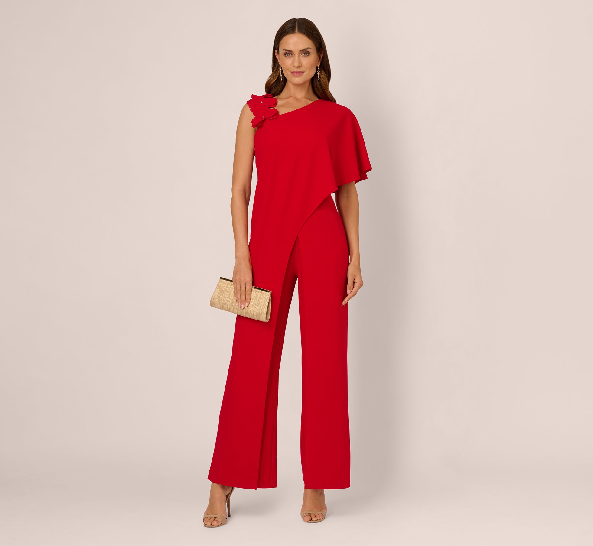 Asymmetrical 3D Floral Jumpsuit In Hot Pepper、mySite、solidvoid