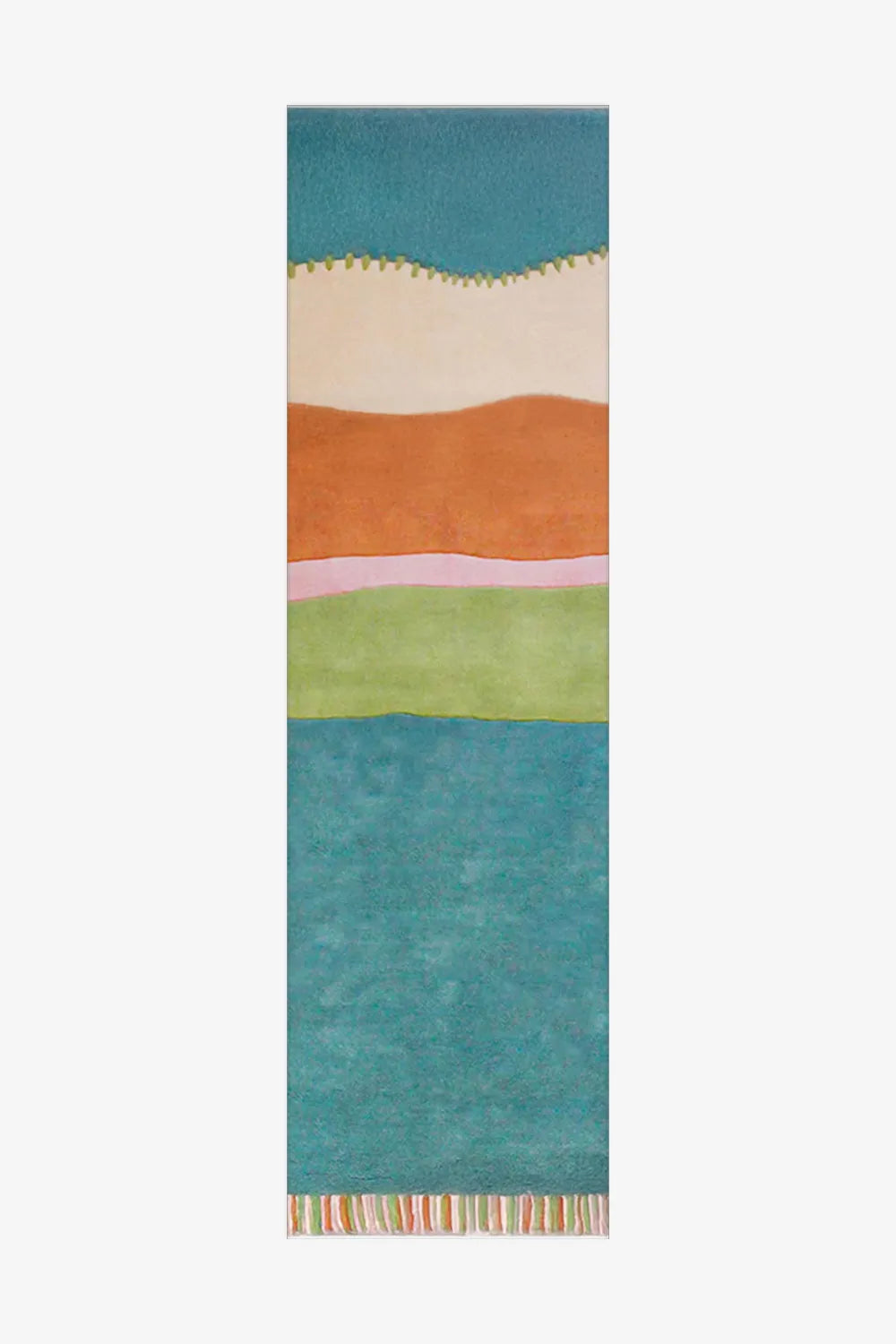 Stitched and Striped Teal Hand Tufted Wool Runner Rug、mySite、gigharbornorthrealestate