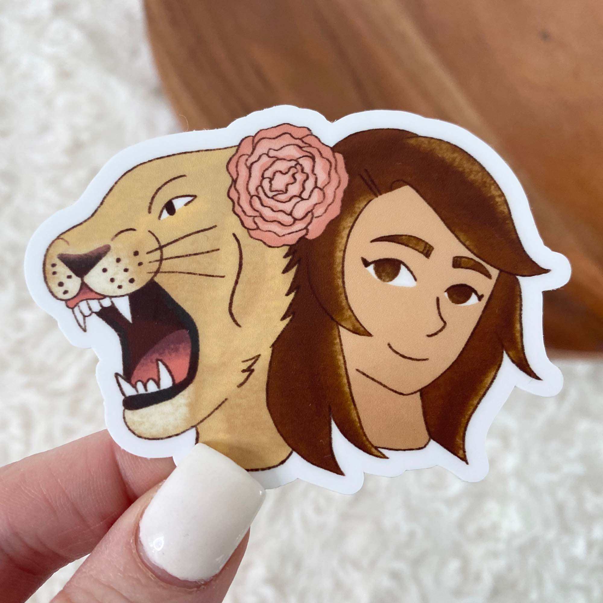  Hear Us Roar - Girl And Lion Sticker、mySite、elrpsem3k
