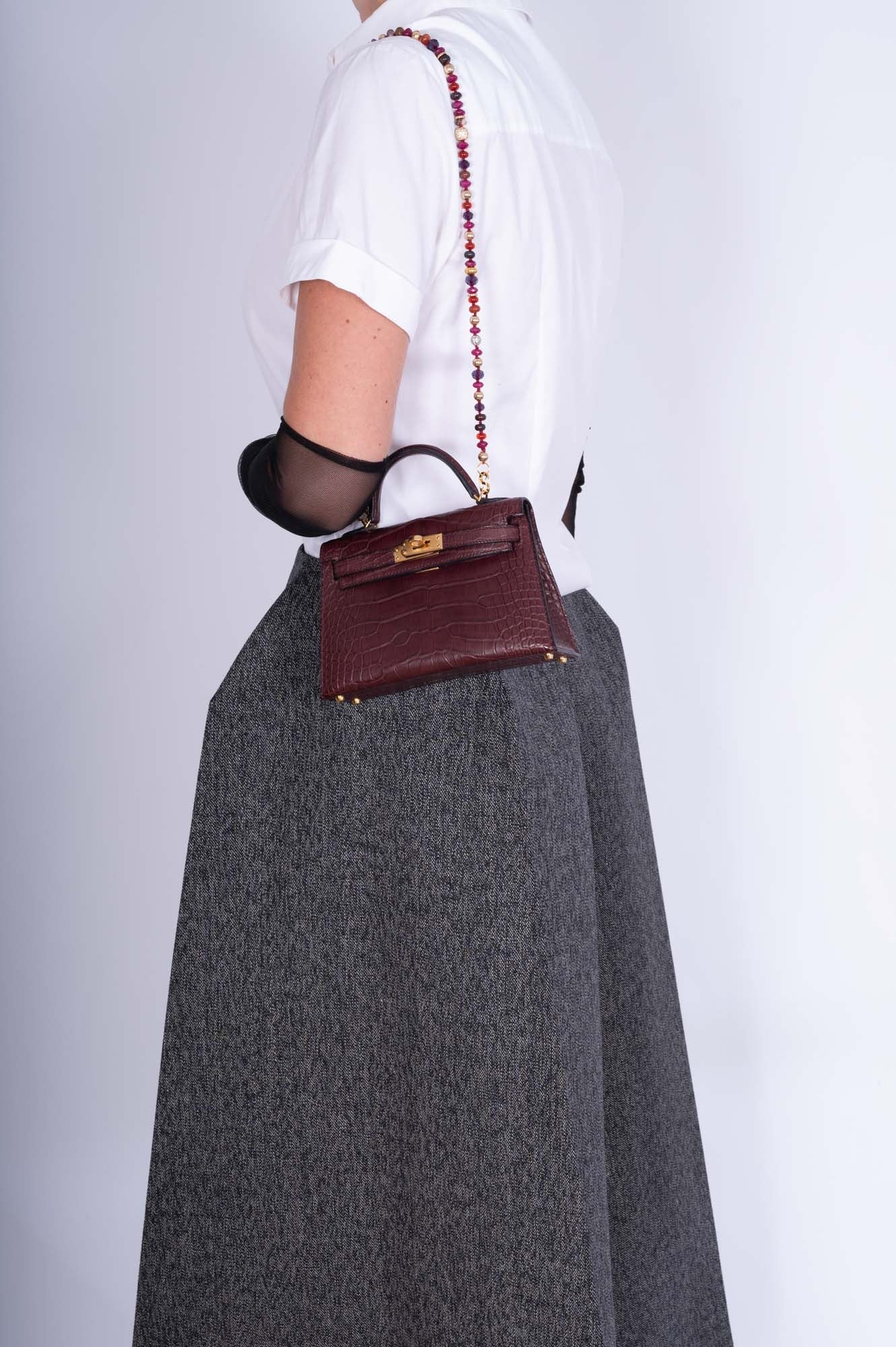 Hermès Mini Kelly II 20 Bordeaux Matte Alligator Gold Hardware、mySite、garminoutage.com