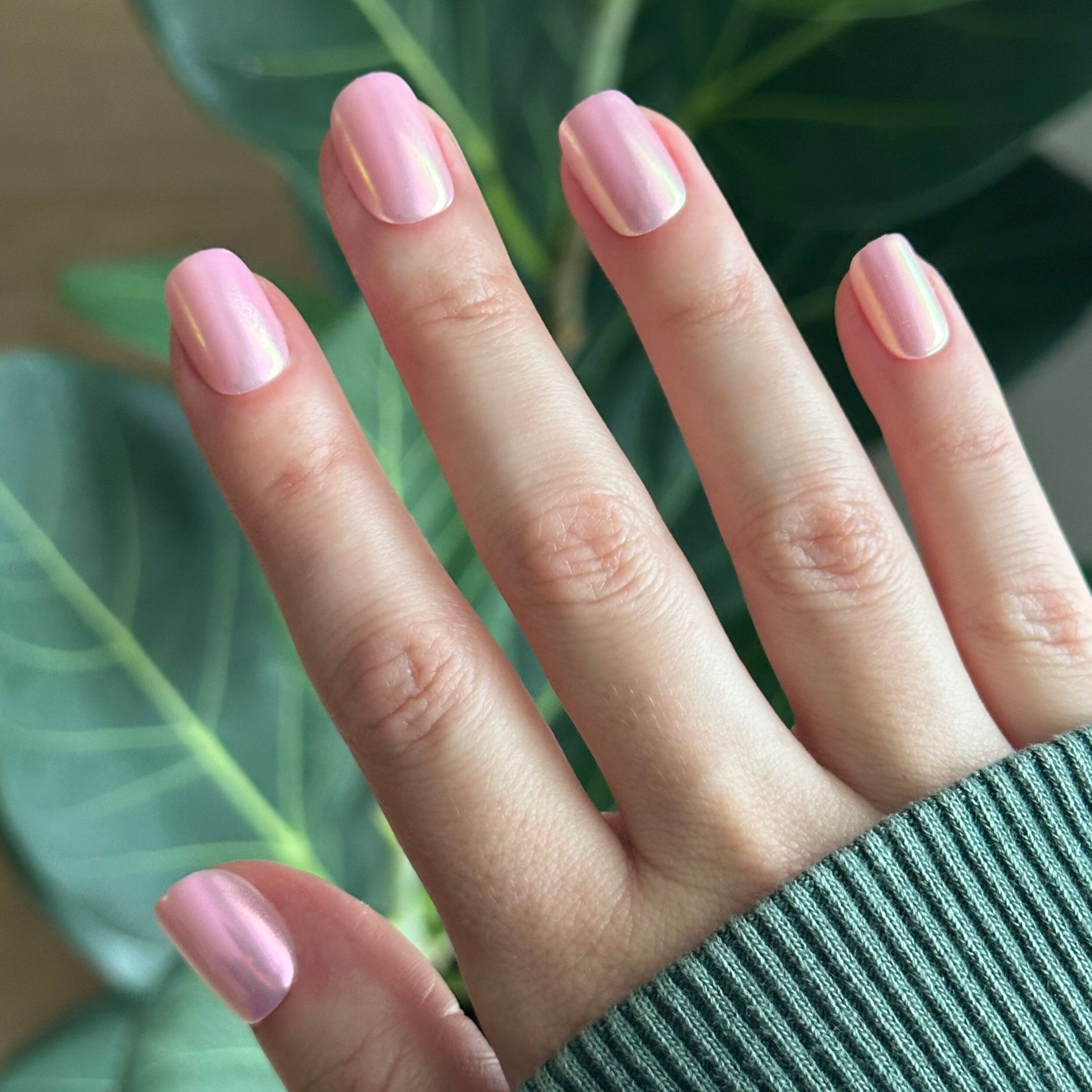 Pink Rainbow Chrome - Press-On | Extra Short | Squoval、mySite、solidvoid