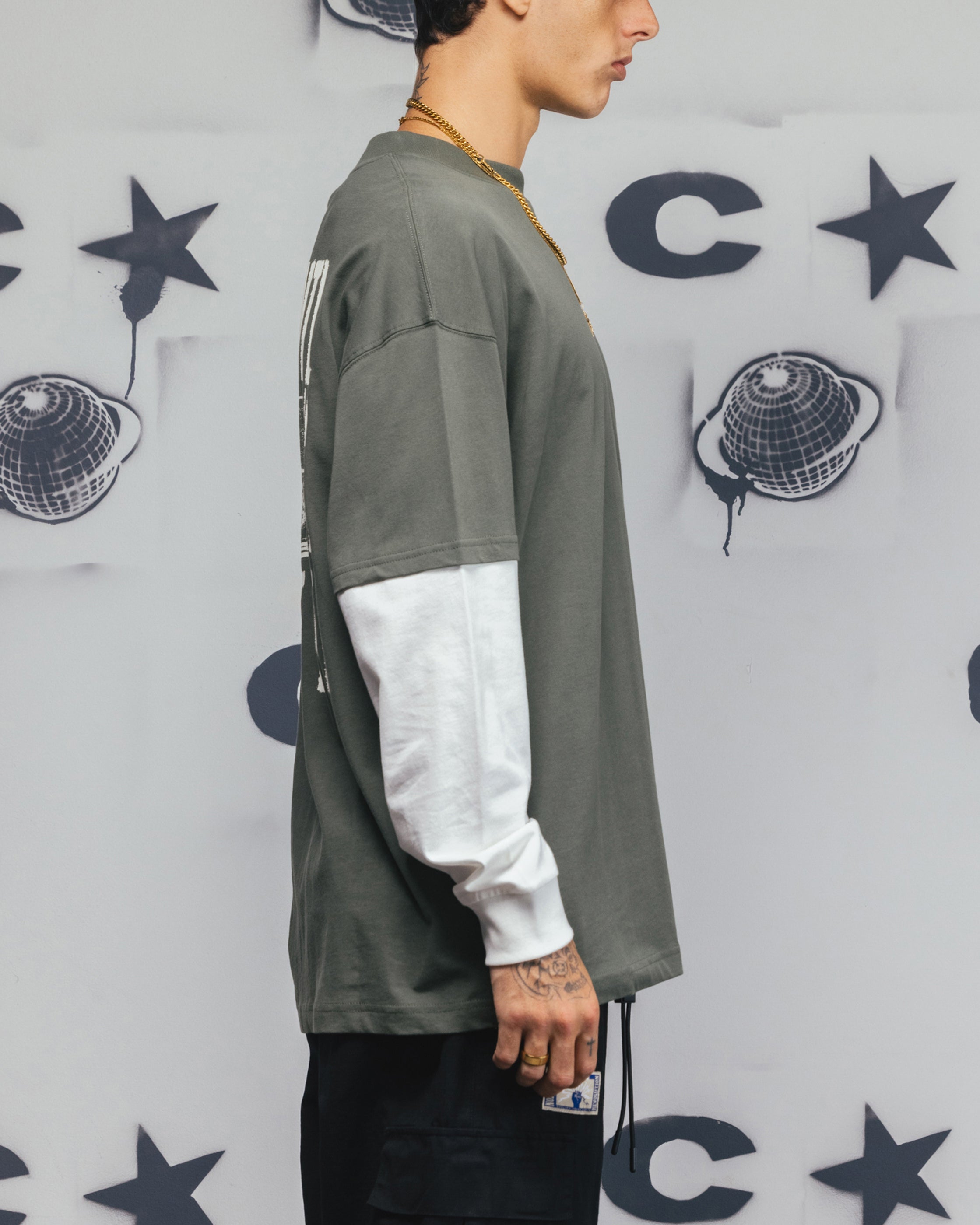 Carre Rear Vision Long Sleeve T-Shirt Green/White、mySite、zt4zffjzw