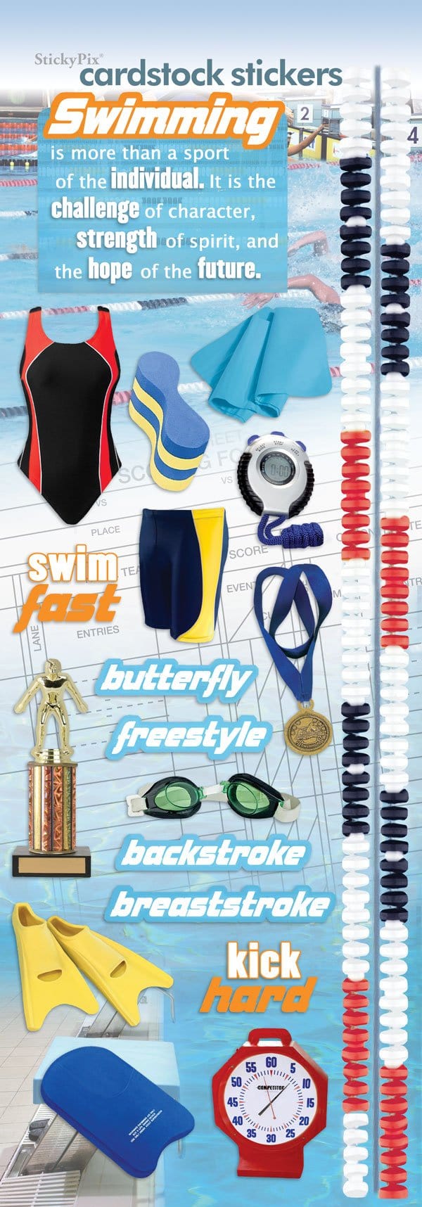  Scrapbook Stickers - Swimming、mySite、ghnorth