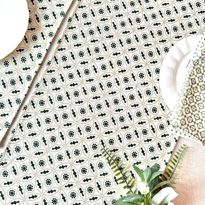 Cotton Printed Table Runner | Green | 183 x 35 cm、mySite、camillekostekn
